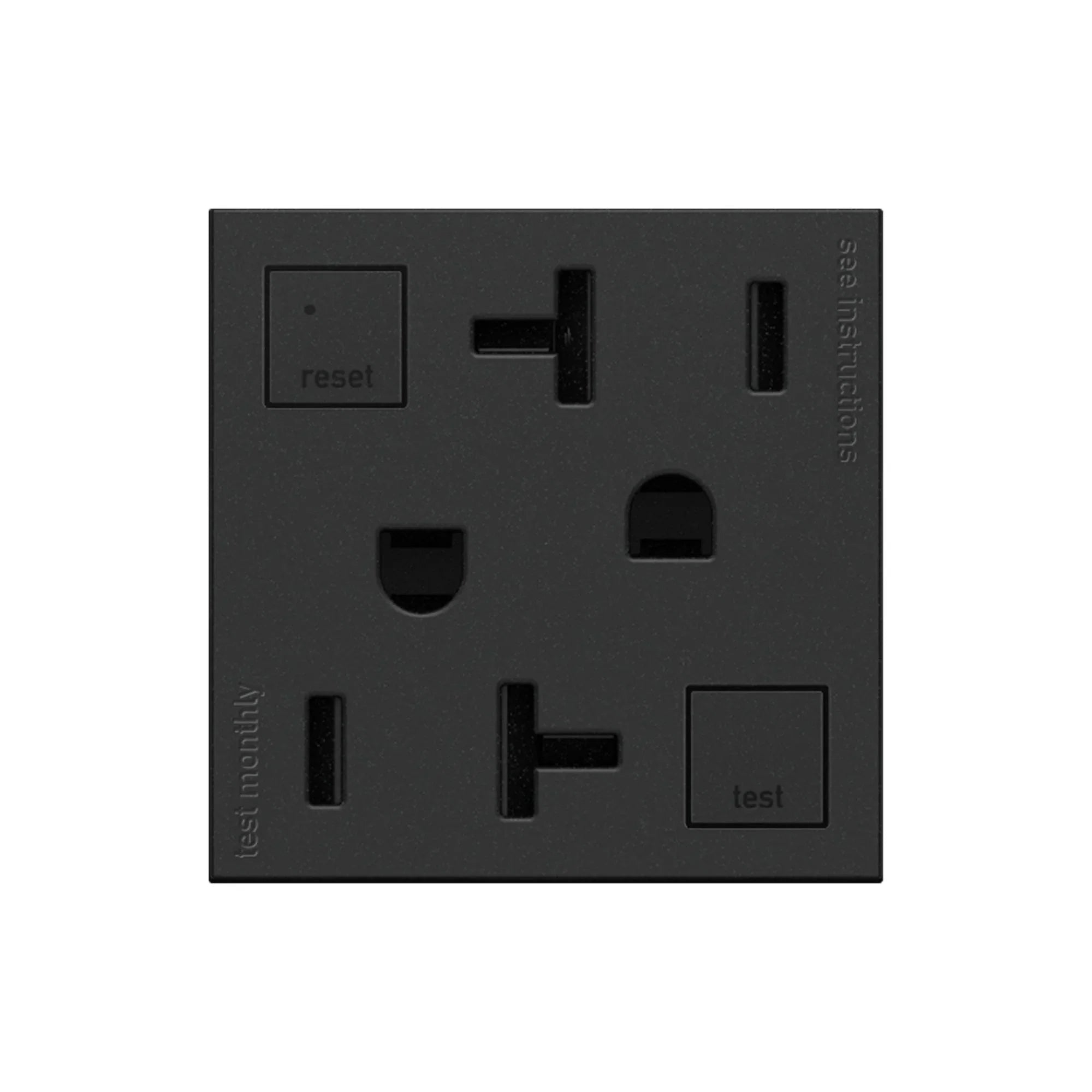 adorne Tamper-Resistant 20A Duplex Self-Test GFCI Receptacle, Graphite - Bees Lighting