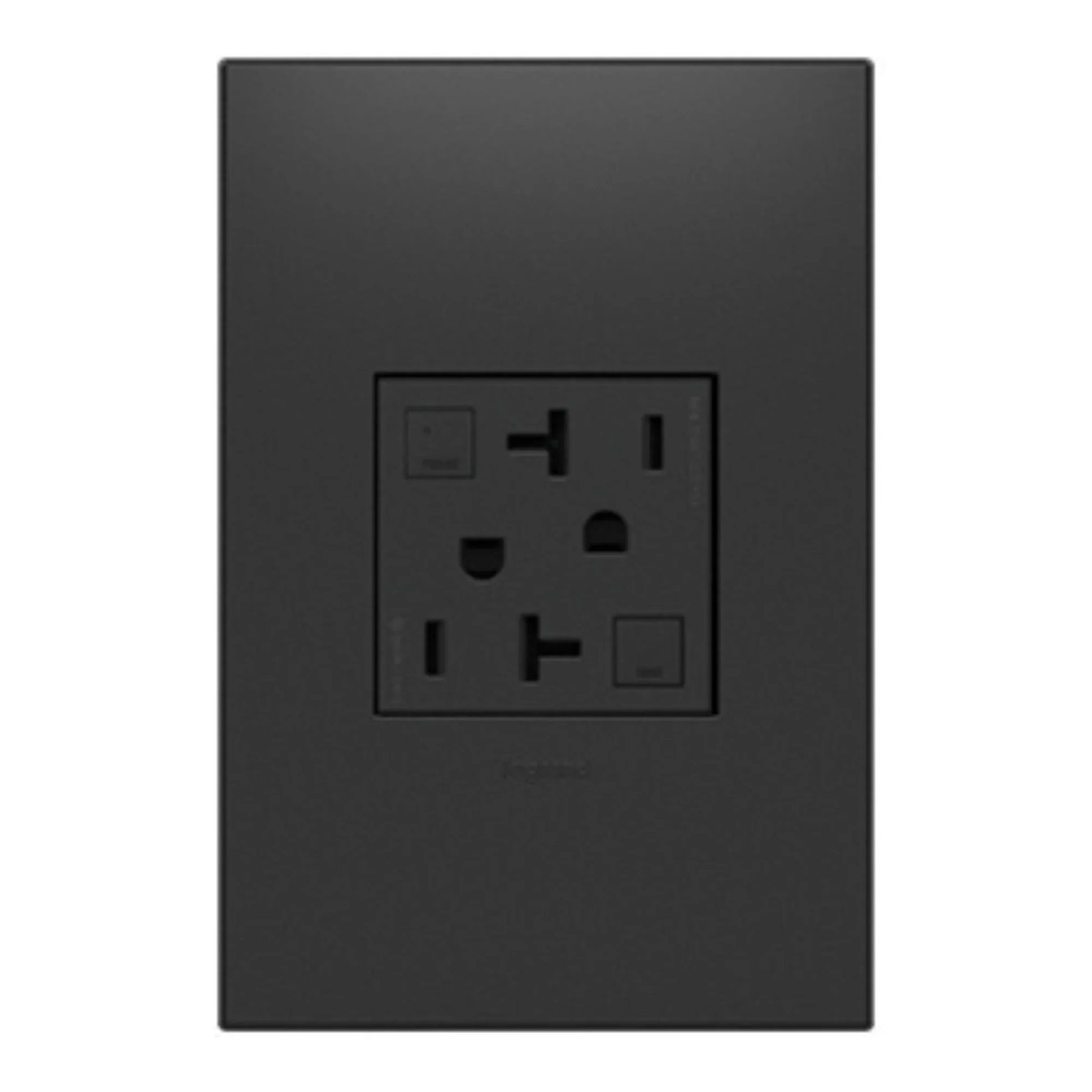 adorne Tamper-Resistant 20A Duplex Self-Test GFCI Receptacle, Graphite - Bees Lighting