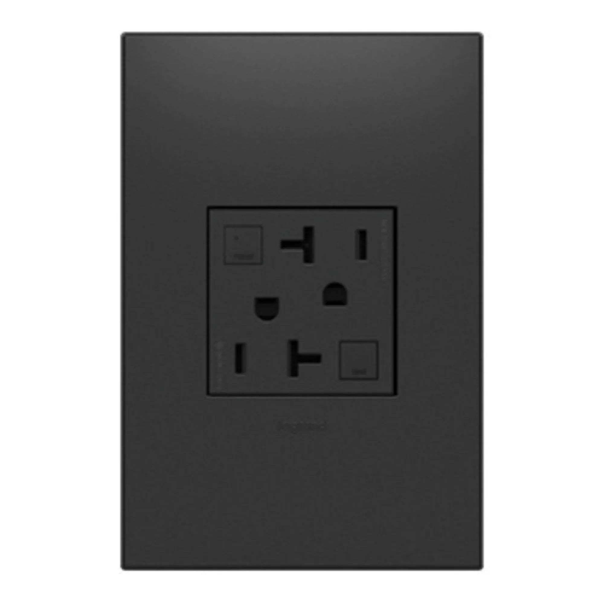 adorne Tamper-Resistant 20A Duplex Self-Test GFCI Receptacle, Graphite - Bees Lighting