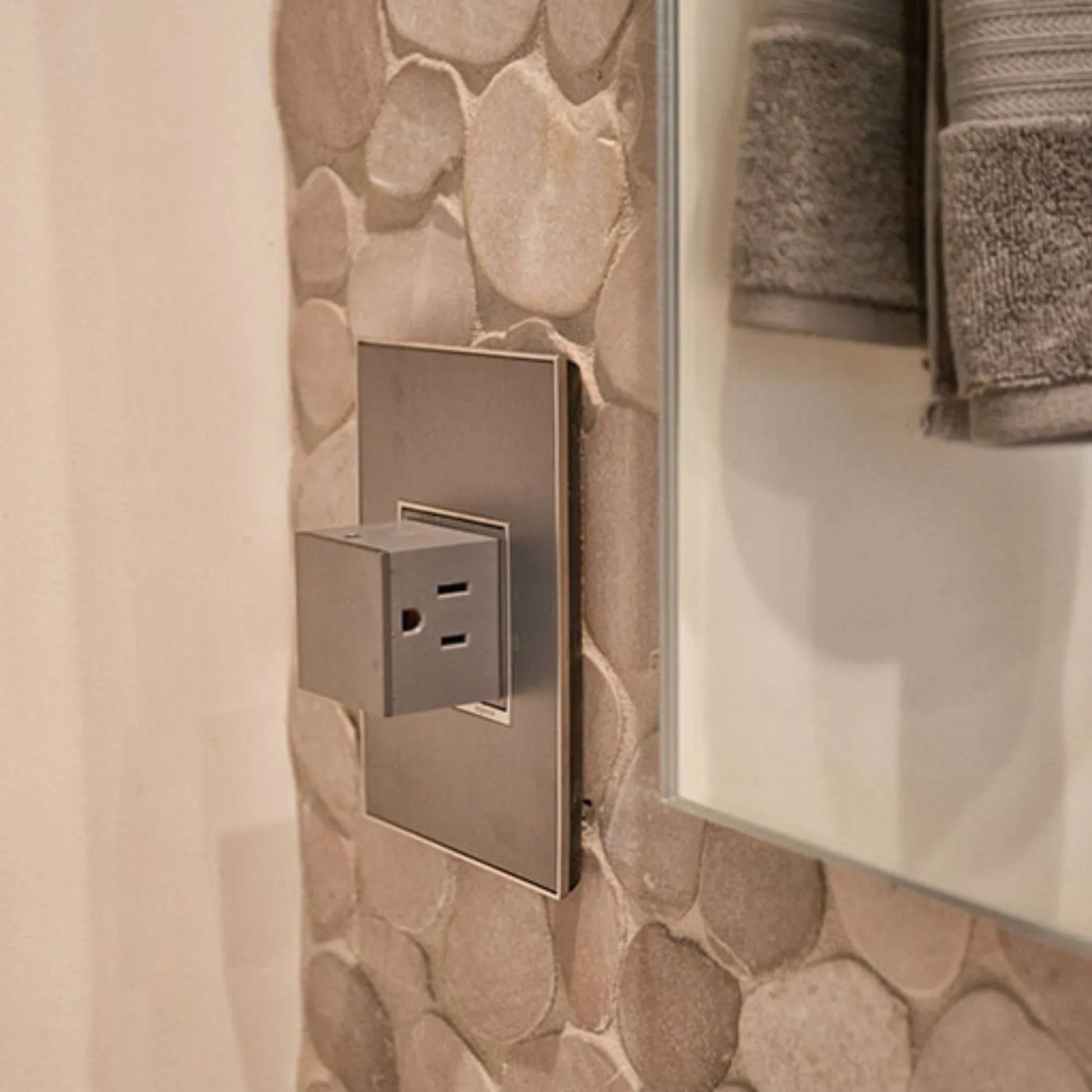 adorne 15A 1-Gang Pop-Out Triple Outlet, Magnesium - Bees Lighting