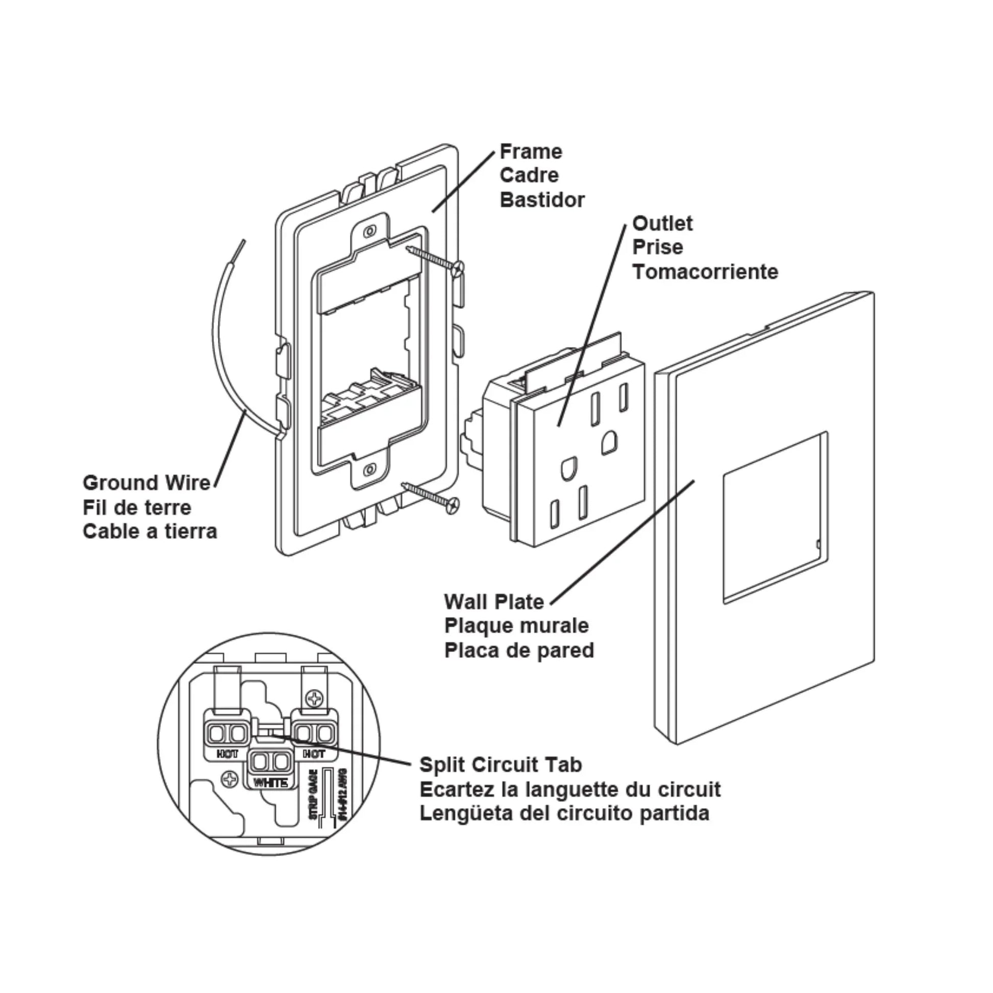 adorne 15A Dual Tamper-Resistant Outlet, Graphite - Bees Lighting