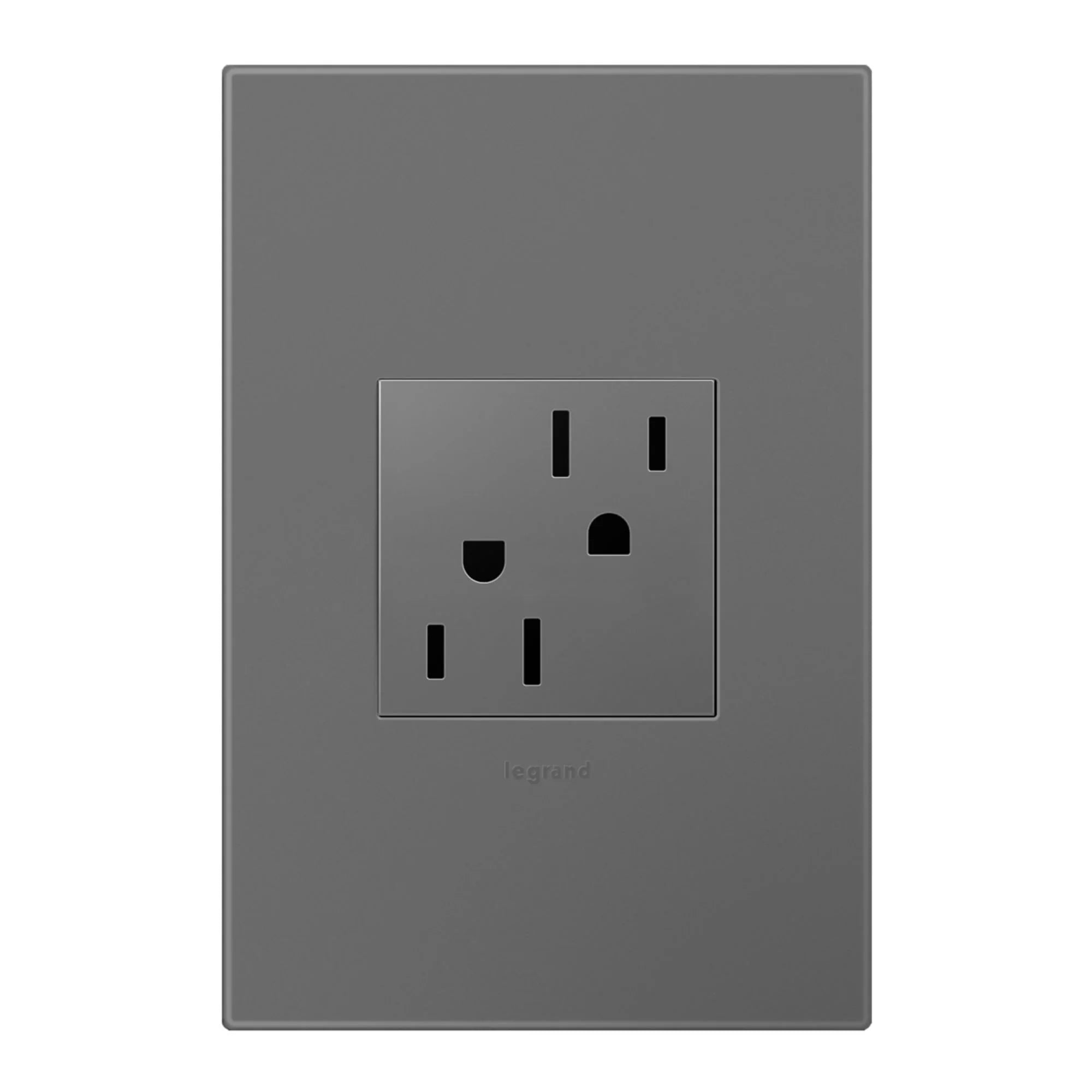 adorne 15A Dual Tamper-Resistant Outlet, Magnesium - Bees Lighting