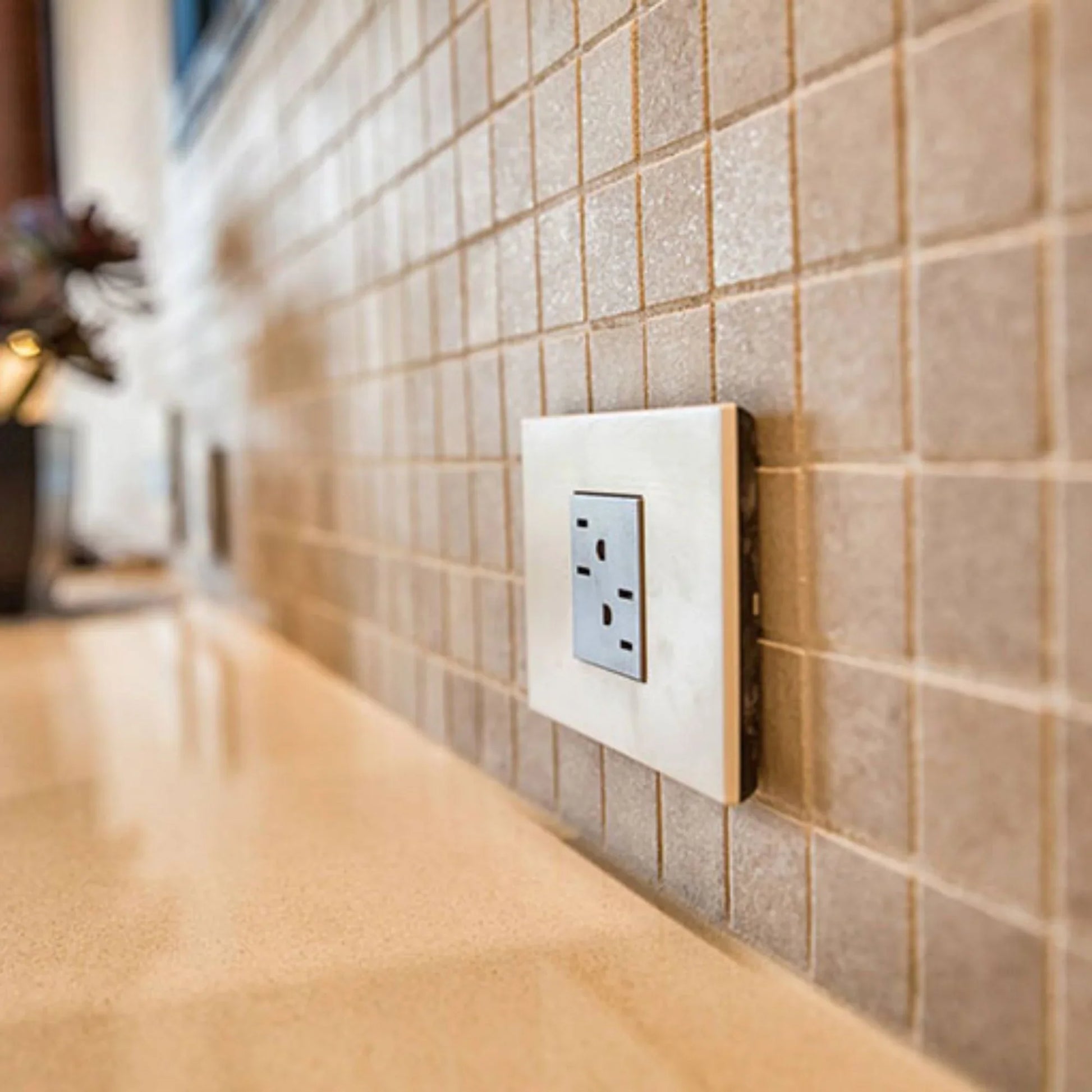 adorne 15A Dual Tamper-Resistant Outlet, Magnesium - Bees Lighting