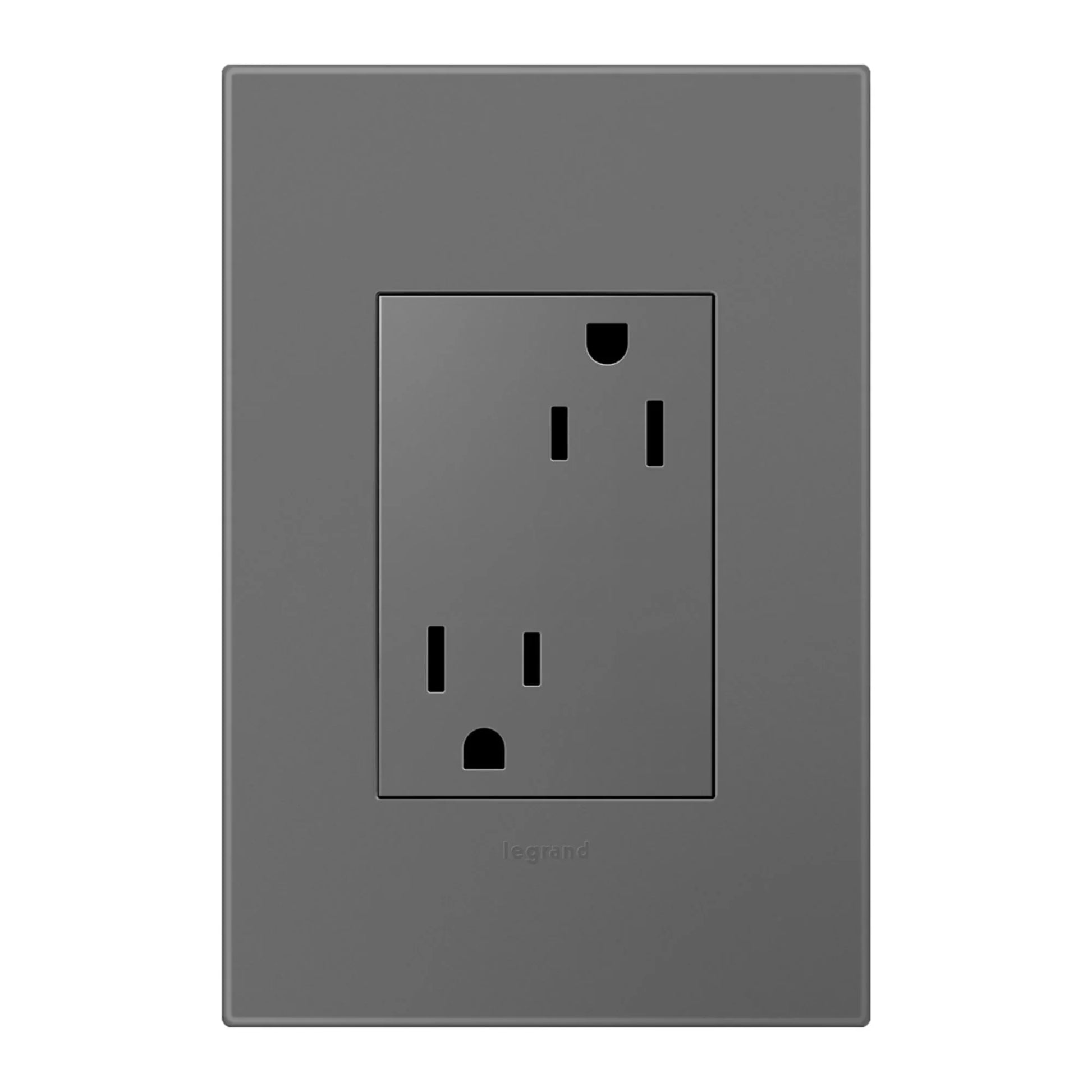 adorne 15A Plus-Size Dual Tamper-Resistant Outlet, Magnesium - Bees Lighting