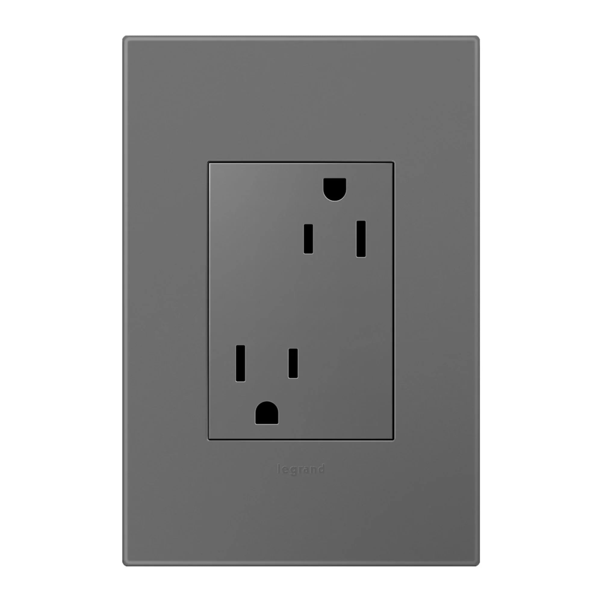 adorne 15A Plus-Size Dual Tamper-Resistant Outlet, Magnesium - Bees Lighting