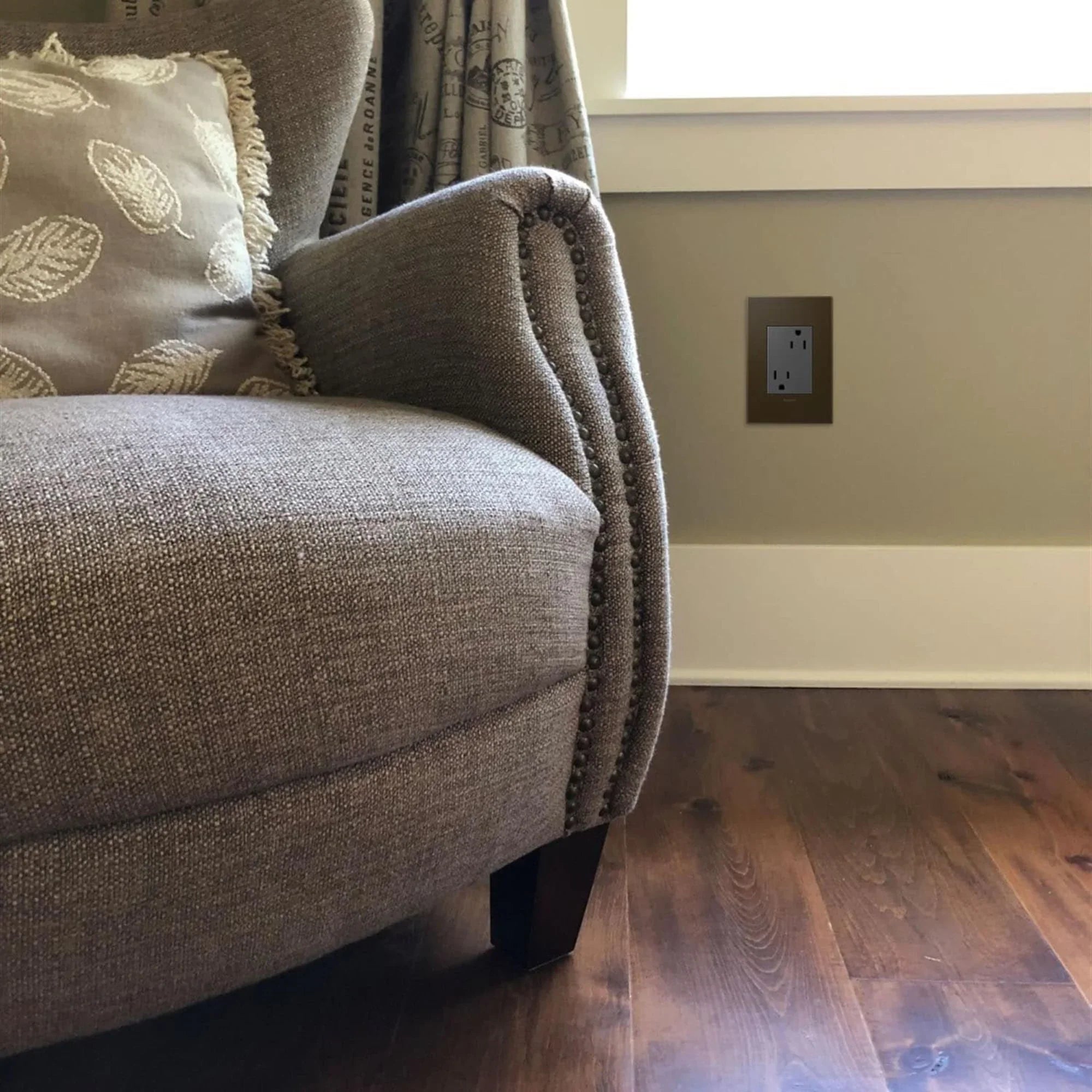 adorne 15A Plus-Size Dual Tamper-Resistant Outlet, Magnesium - Bees Lighting