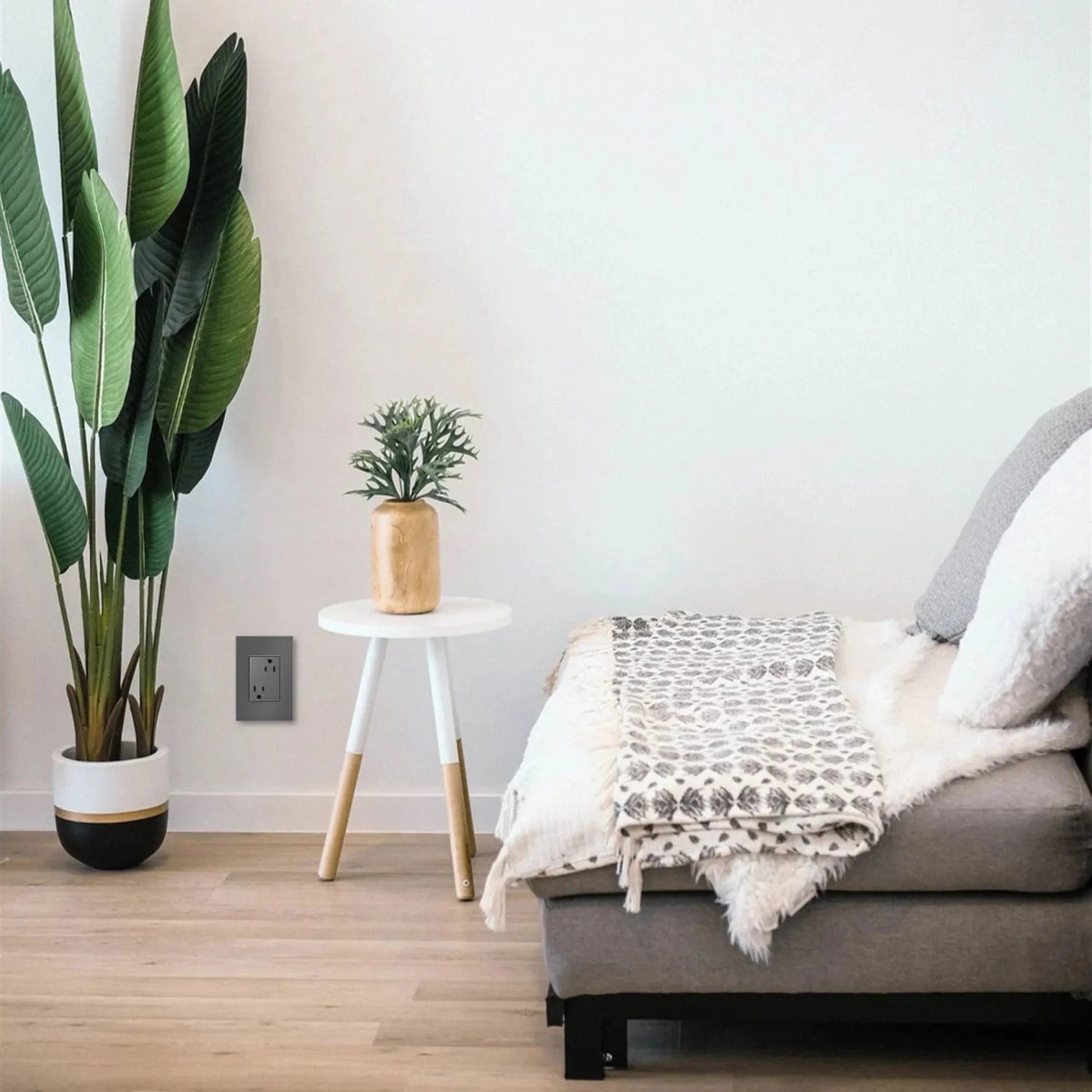 adorne 15A Plus-Size Dual Tamper-Resistant Outlet, Magnesium - Bees Lighting