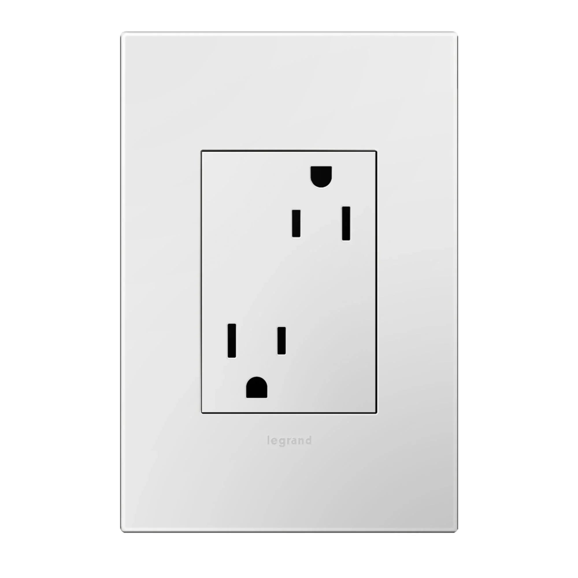 adorne 15A Plus-Size Dual Tamper-Resistant Outlet, White - Bees Lighting