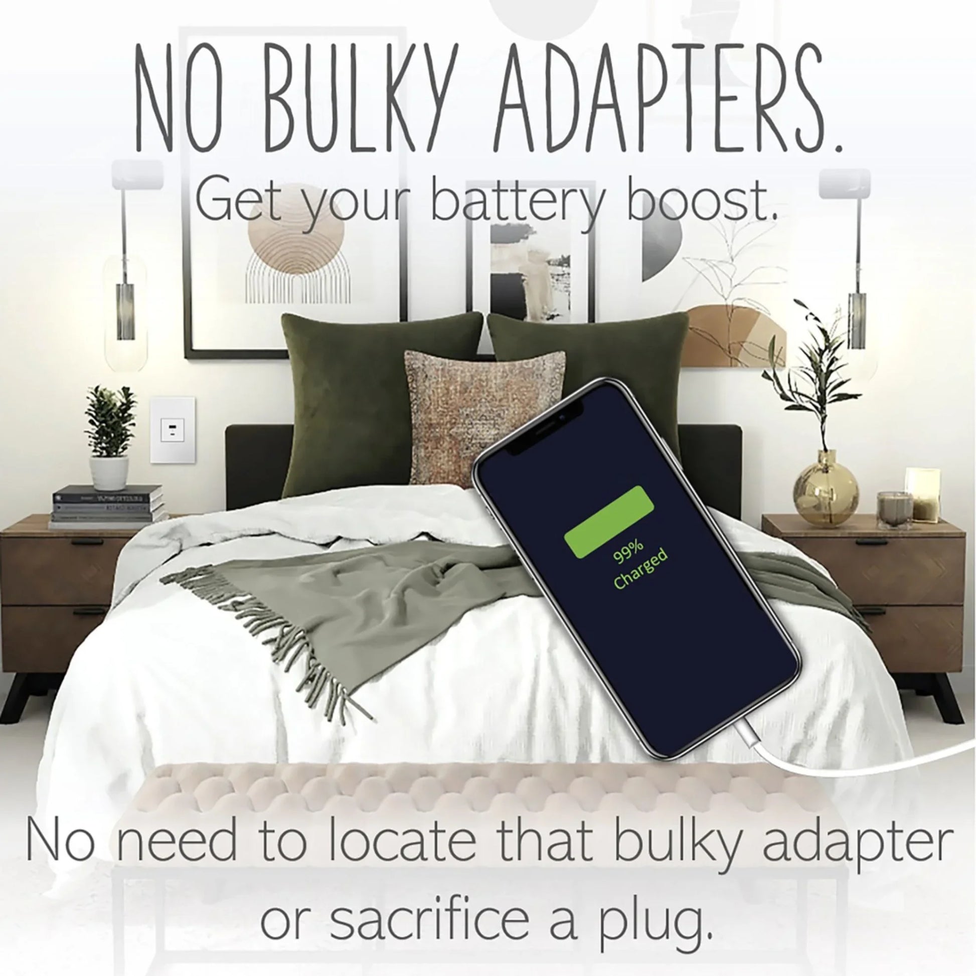 adorne Ultra-Fast USB Type-A/C Outlet Module, 6-Amp, White - Bees Lighting