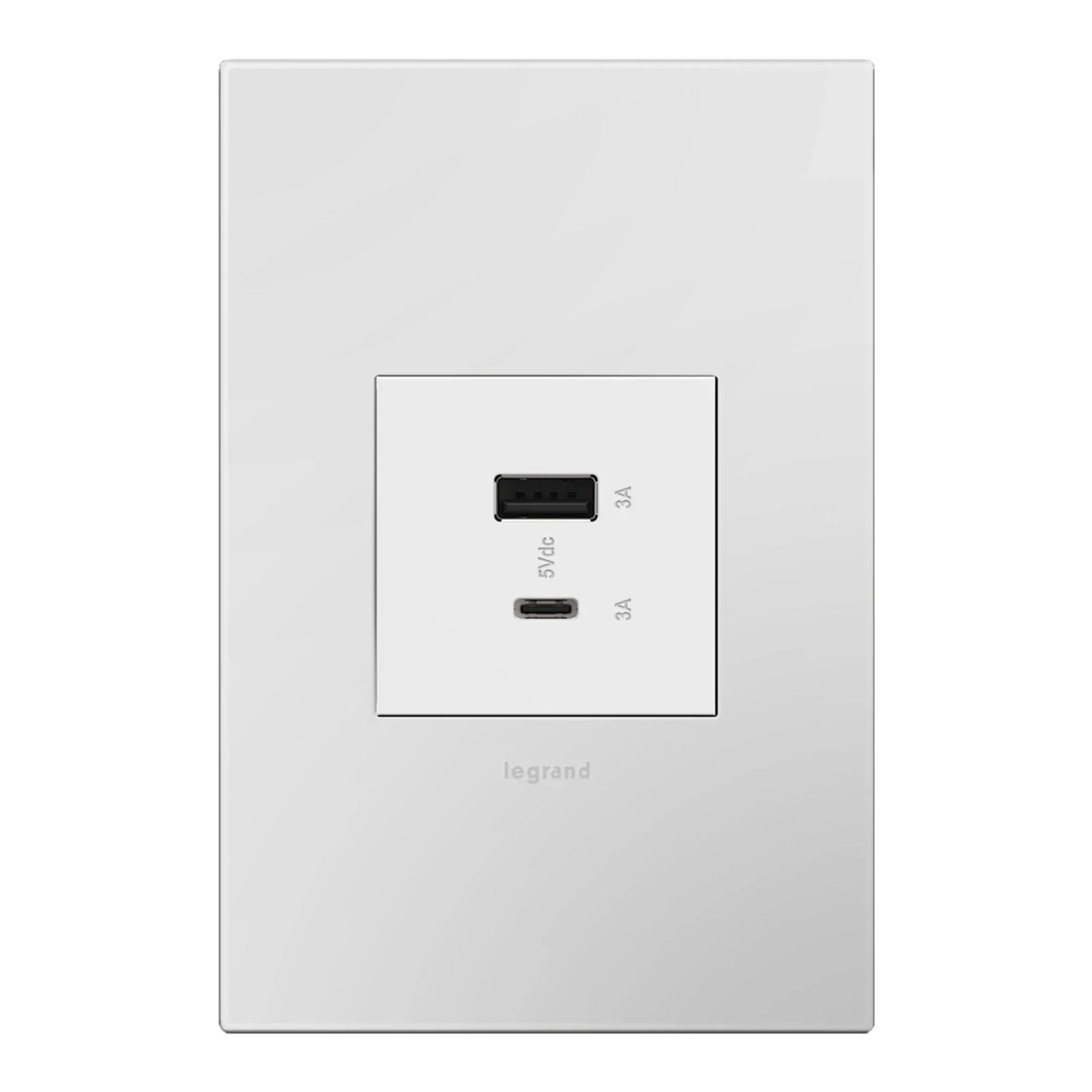 adorne Ultra-Fast USB Type-A/C Outlet Module, 6-Amp, White - Bees Lighting