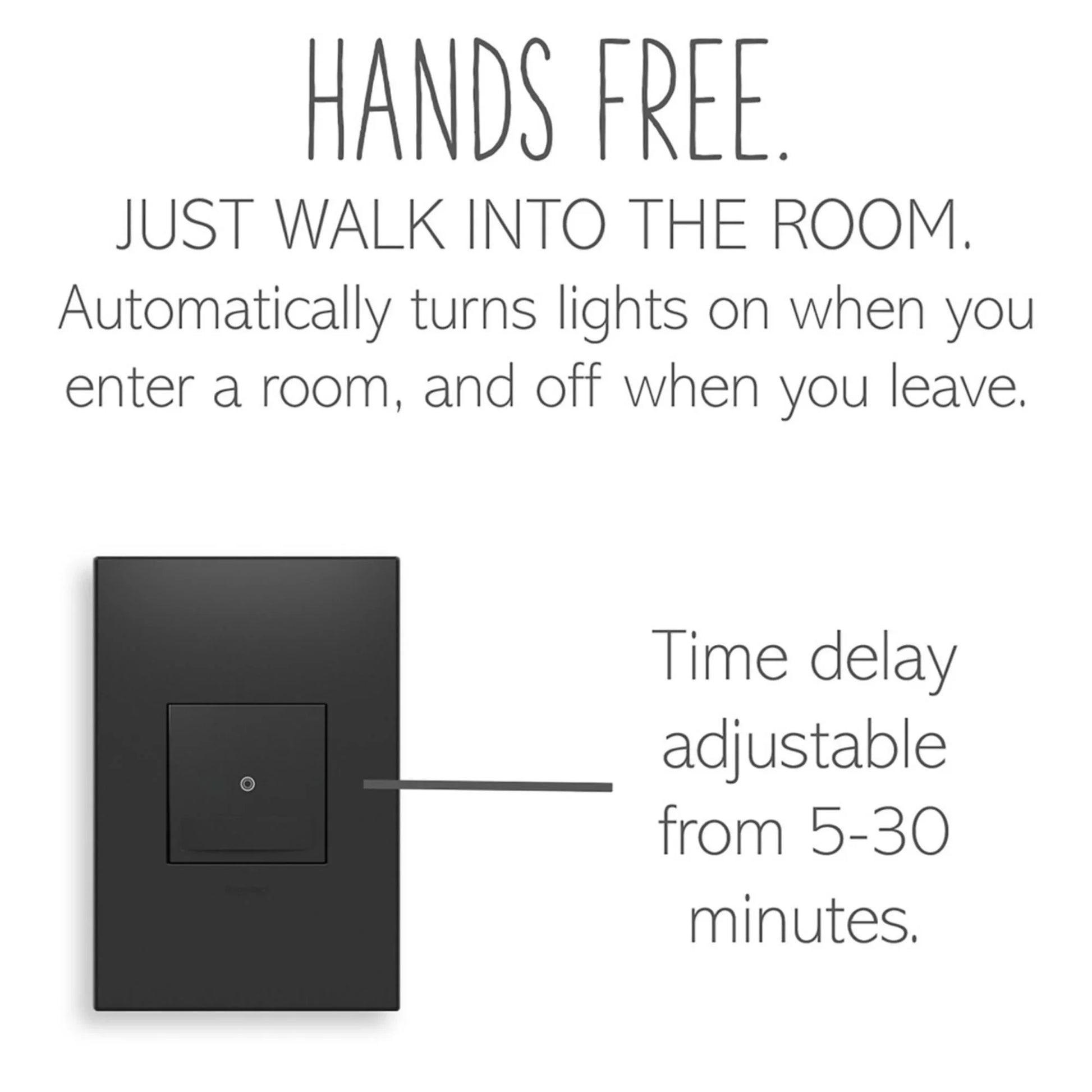 adorne Auto On/Off Occupancy Motion Sensor Switch, 600W, 120V, Graphite - Bees Lighting