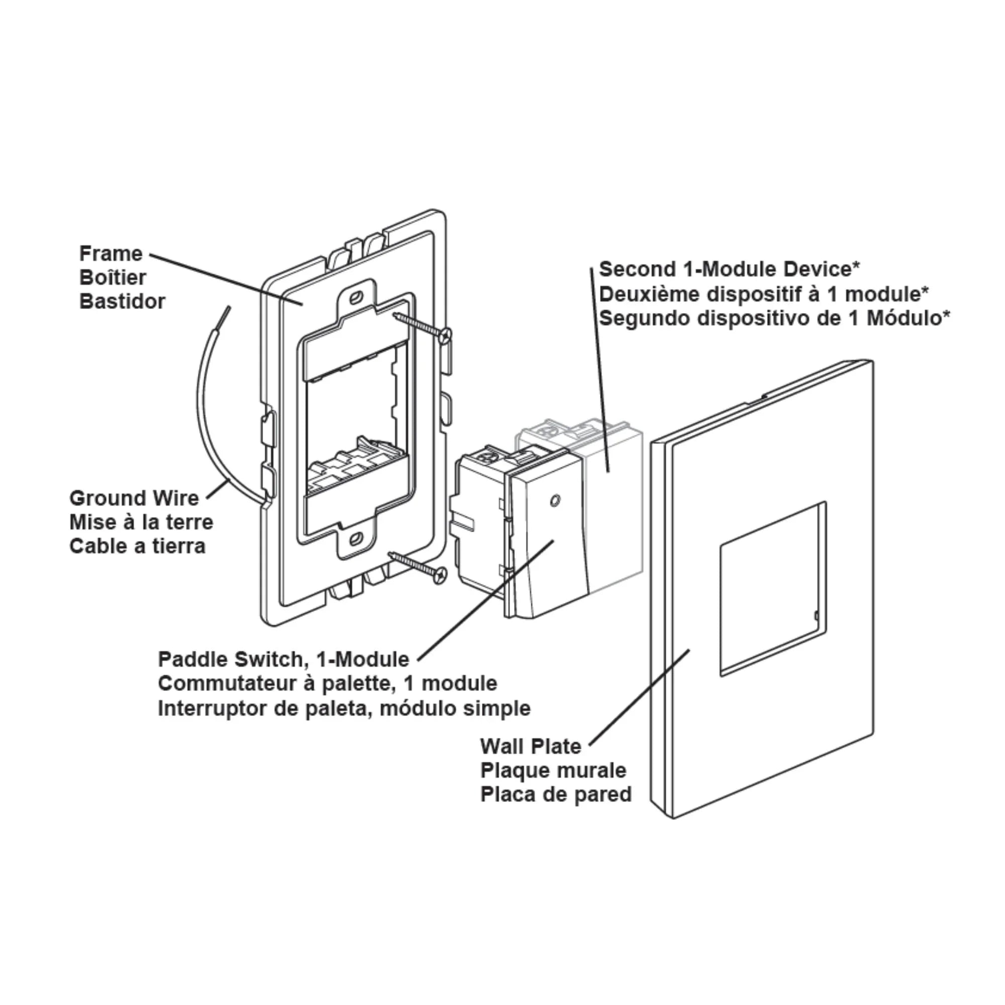 adorne 3-Way Paddle Light Switch, Half-Size, 15A, 120V, Graphite - Bees Lighting