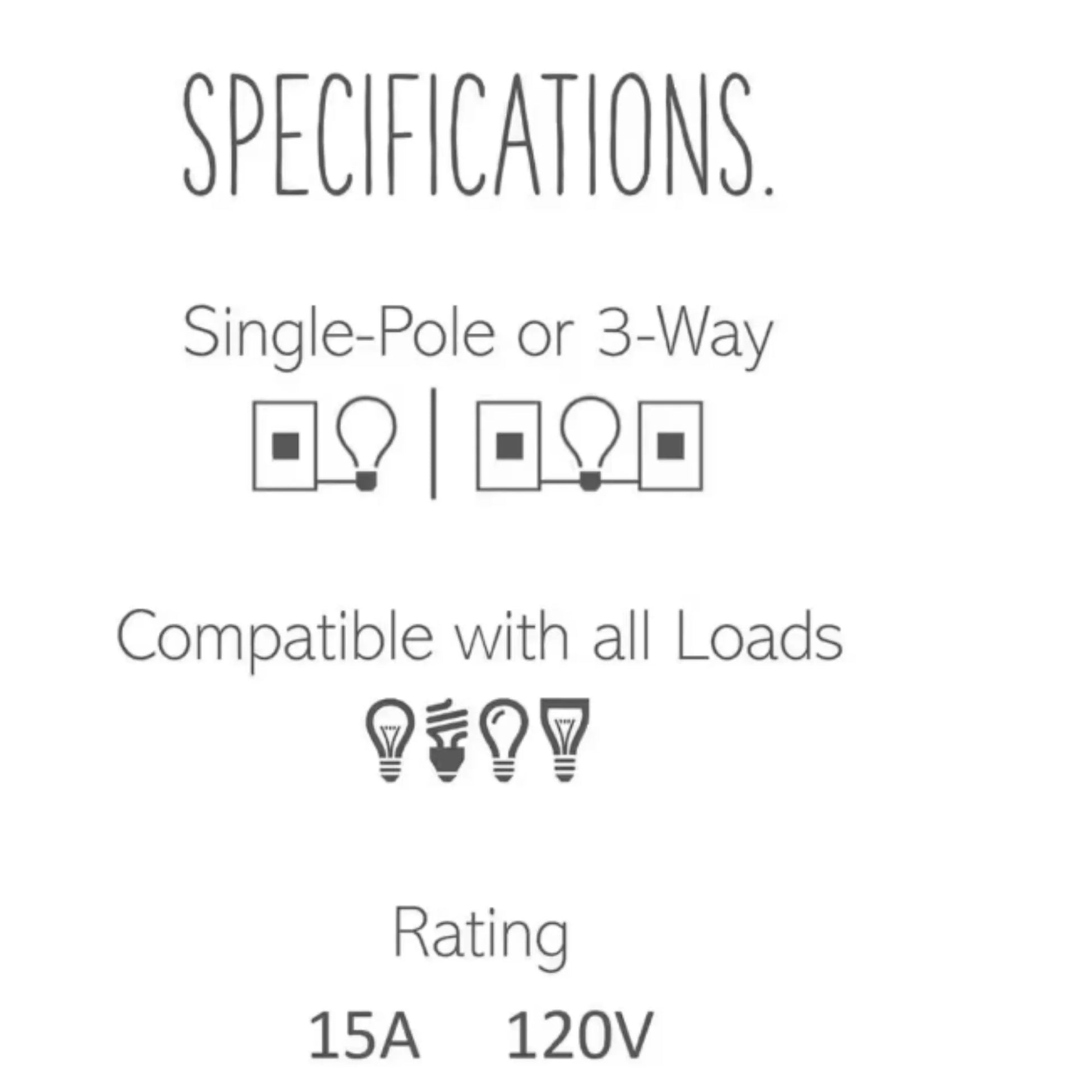 adorne 15-Amp Paddle Switch, Single Pole/3-Way, 120V, Magnesium - Bees Lighting