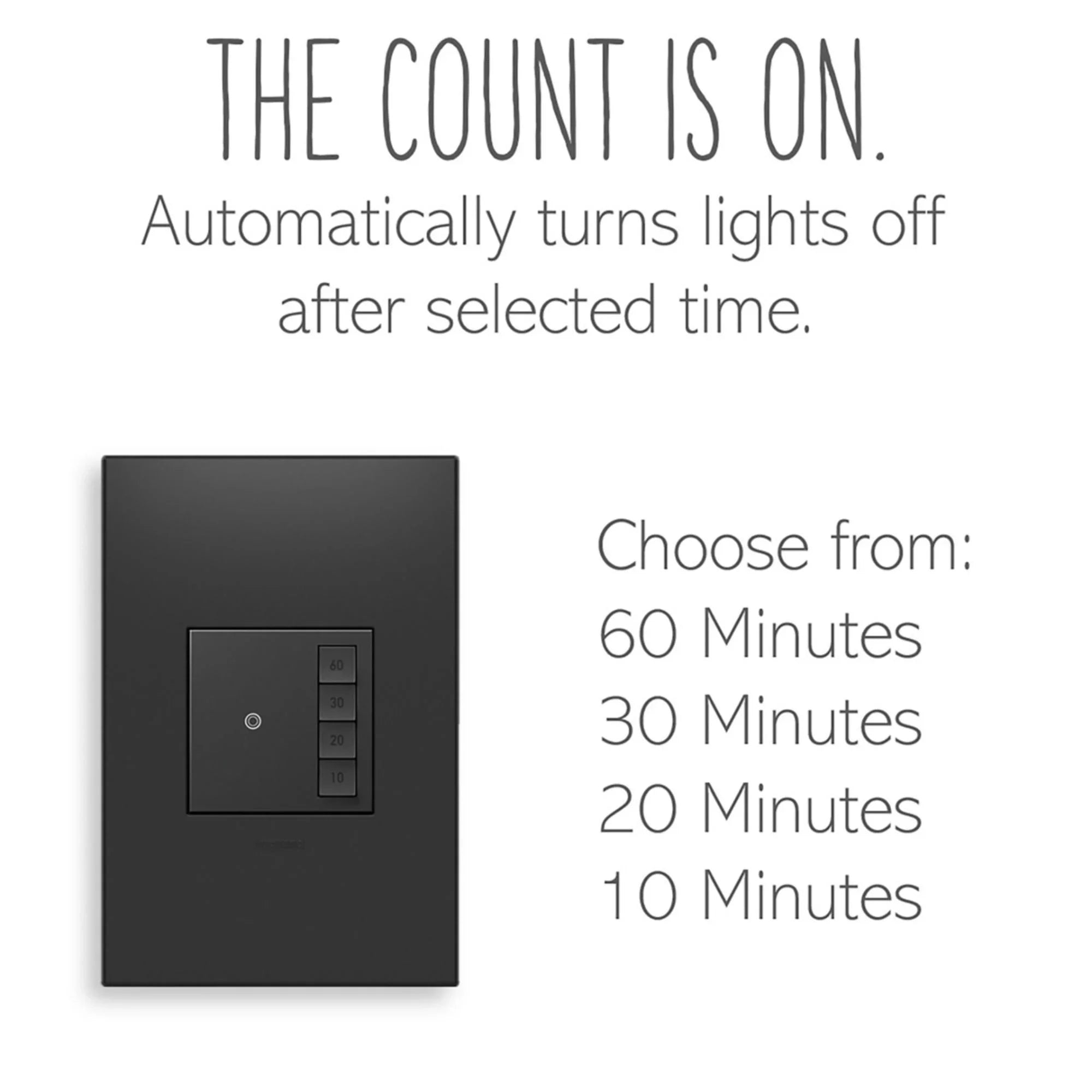 adorne 4-Button Countdown Digital Timer, 10-60 minutes, 600W, Graphite - Bees Lighting