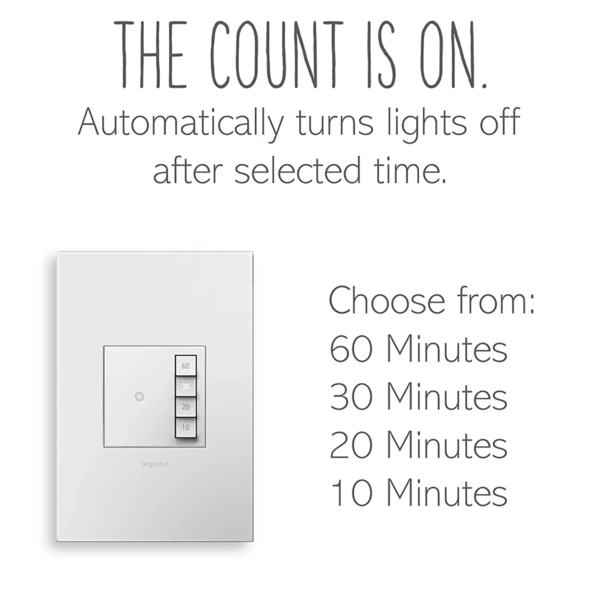 adorne 4-Button Countdown Digital Timer, 10-60 minutes, 600W, White - Bees Lighting