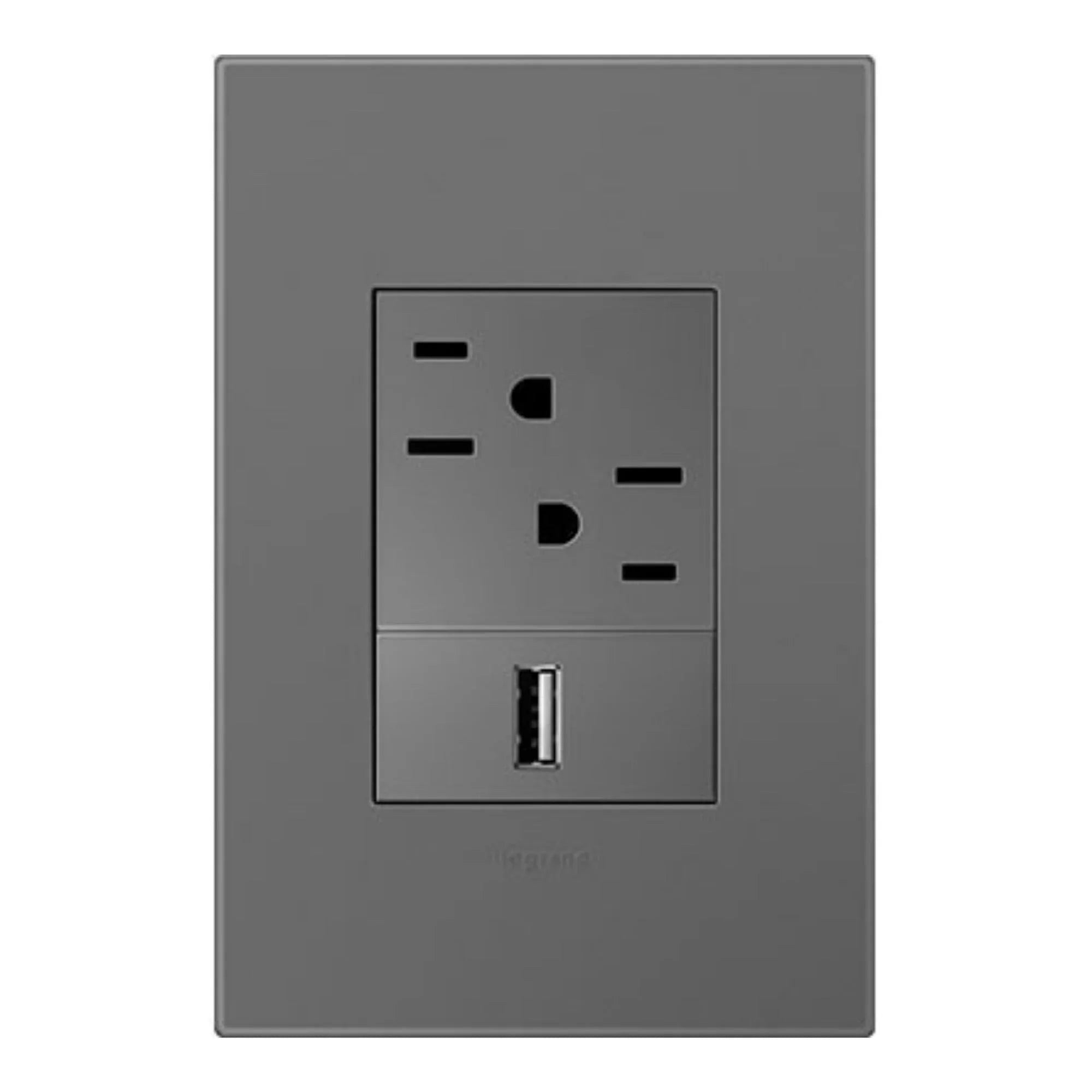 adorne 1-Gang-Plus Screwless wall Plate, Magnesium - Bees Lighting