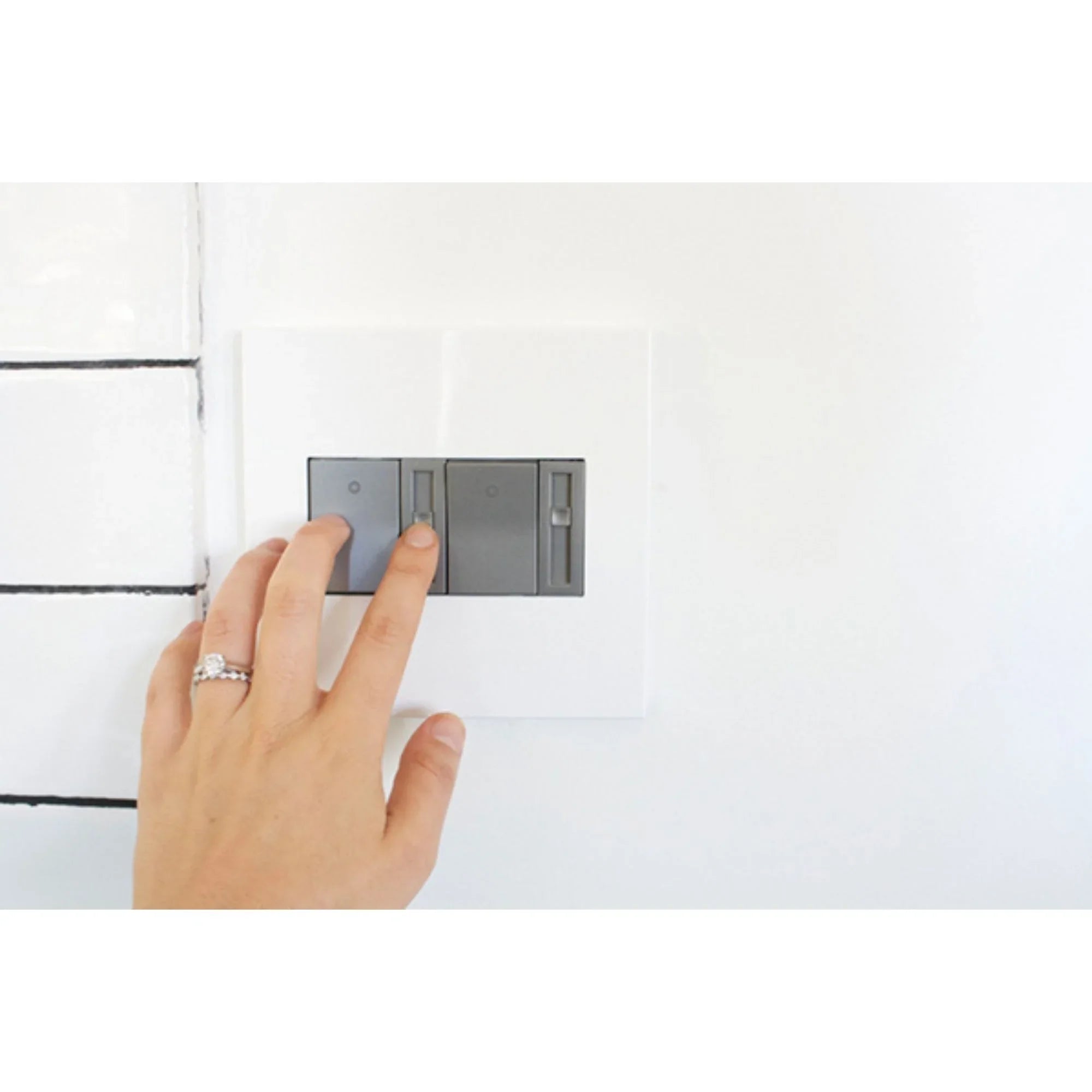 adorne 2-Gang Screwless Wall Plate, Glossy White - Bees Lighting