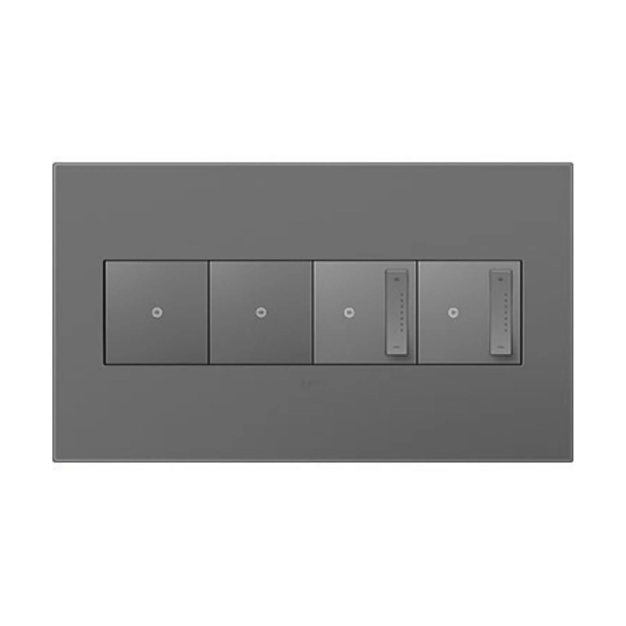 adorne 4-Gang Screwless Wall Plate, Magnesium - Bees Lighting