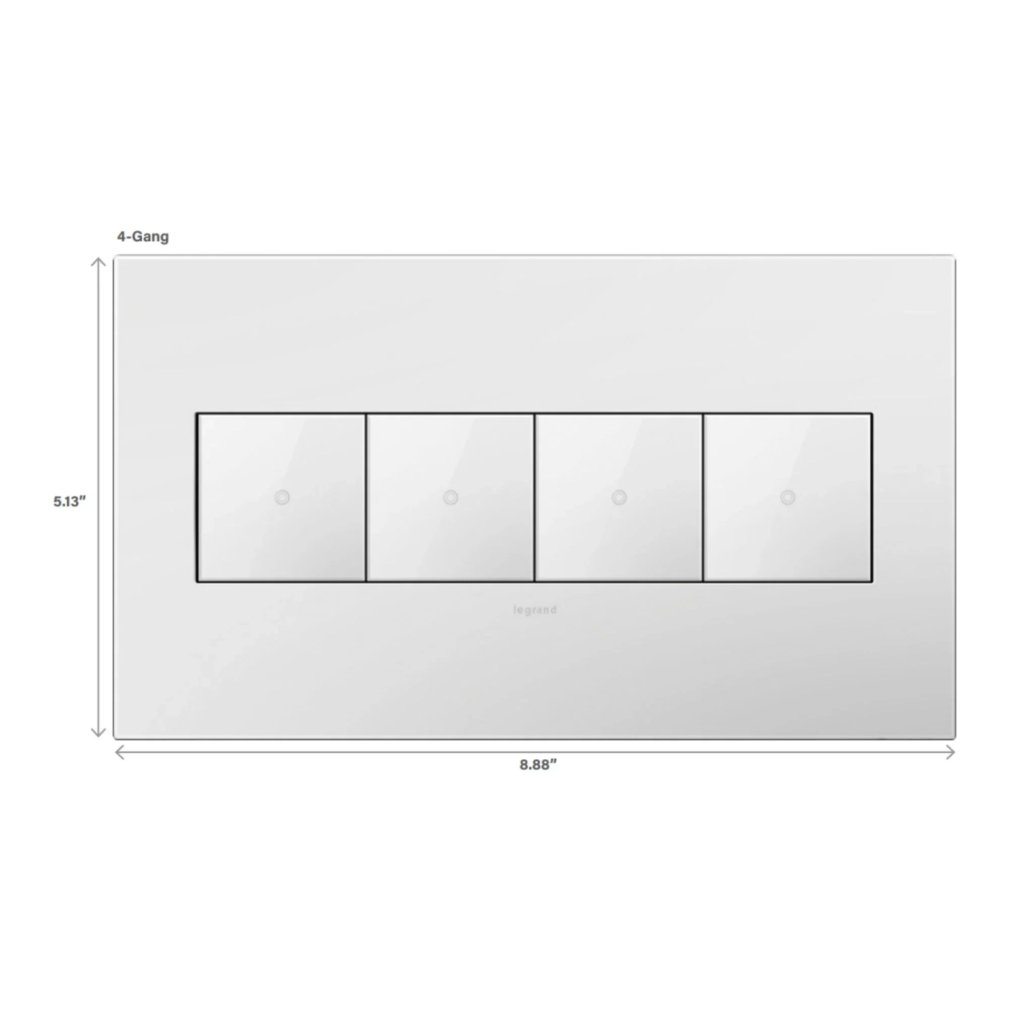 adorne 4-Gang Screwless Wall Plate, Glossy White - Bees Lighting