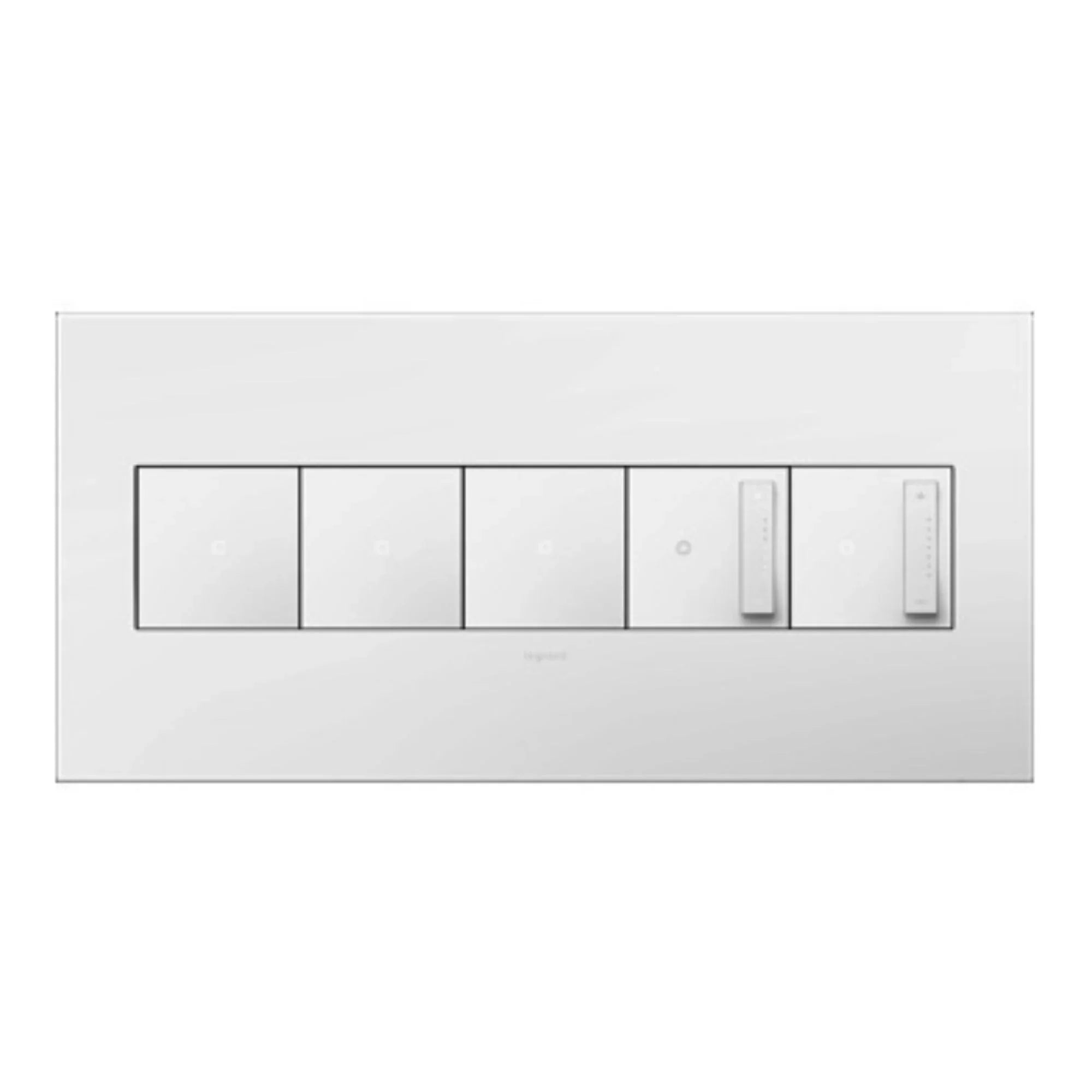 adorne 5-Gang Screwless Wall Plate, Glossy White on White - Bees Lighting