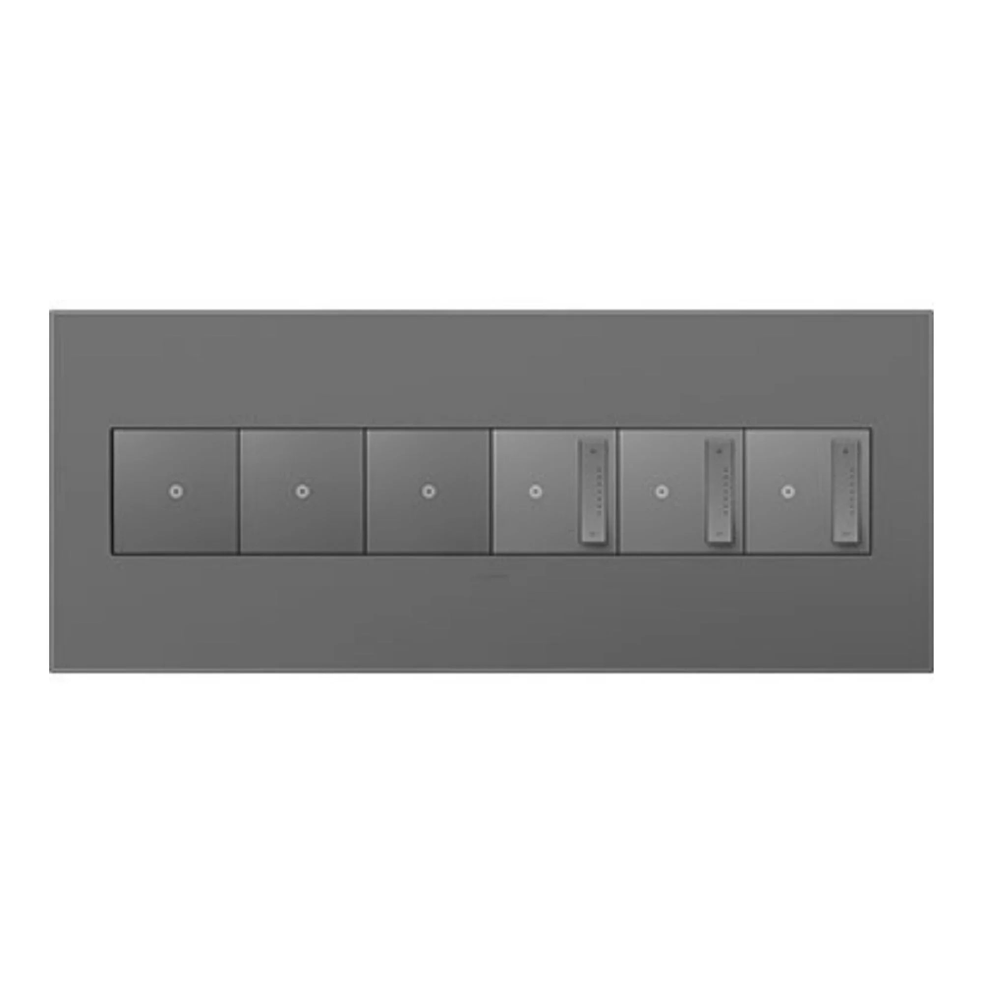 adorne 6-Gang Screwless Wall Plate, Magnesium - Bees Lighting