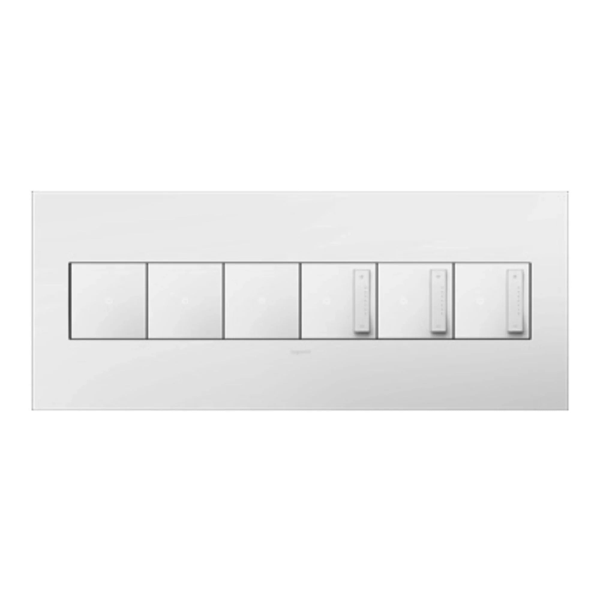 adorne 6-Gang Screwless Wall Plate, Glossy White on White - Bees Lighting