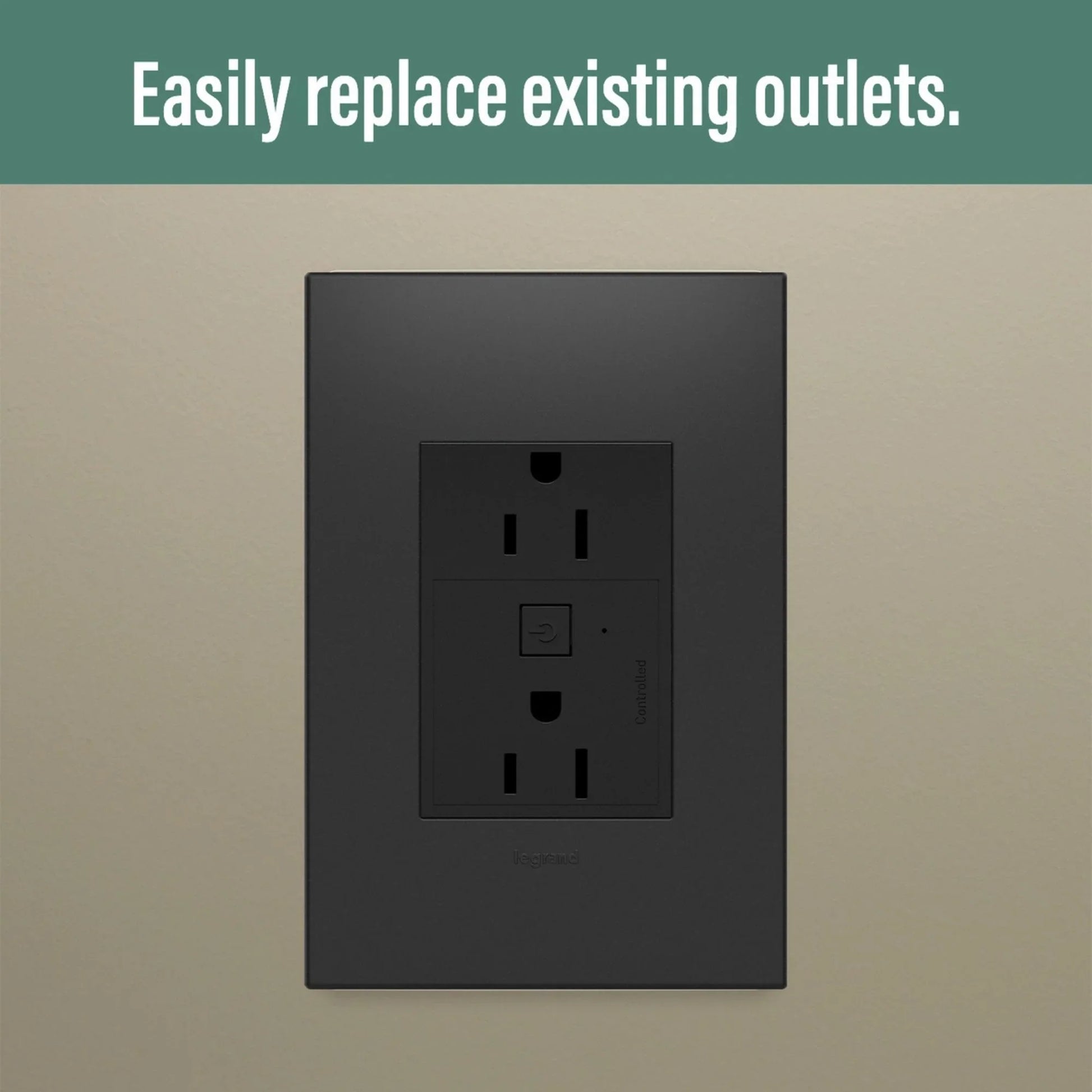 adorne 15A Smart Outlet with Netatmo Plus-Size, Graphite - Bees Lighting