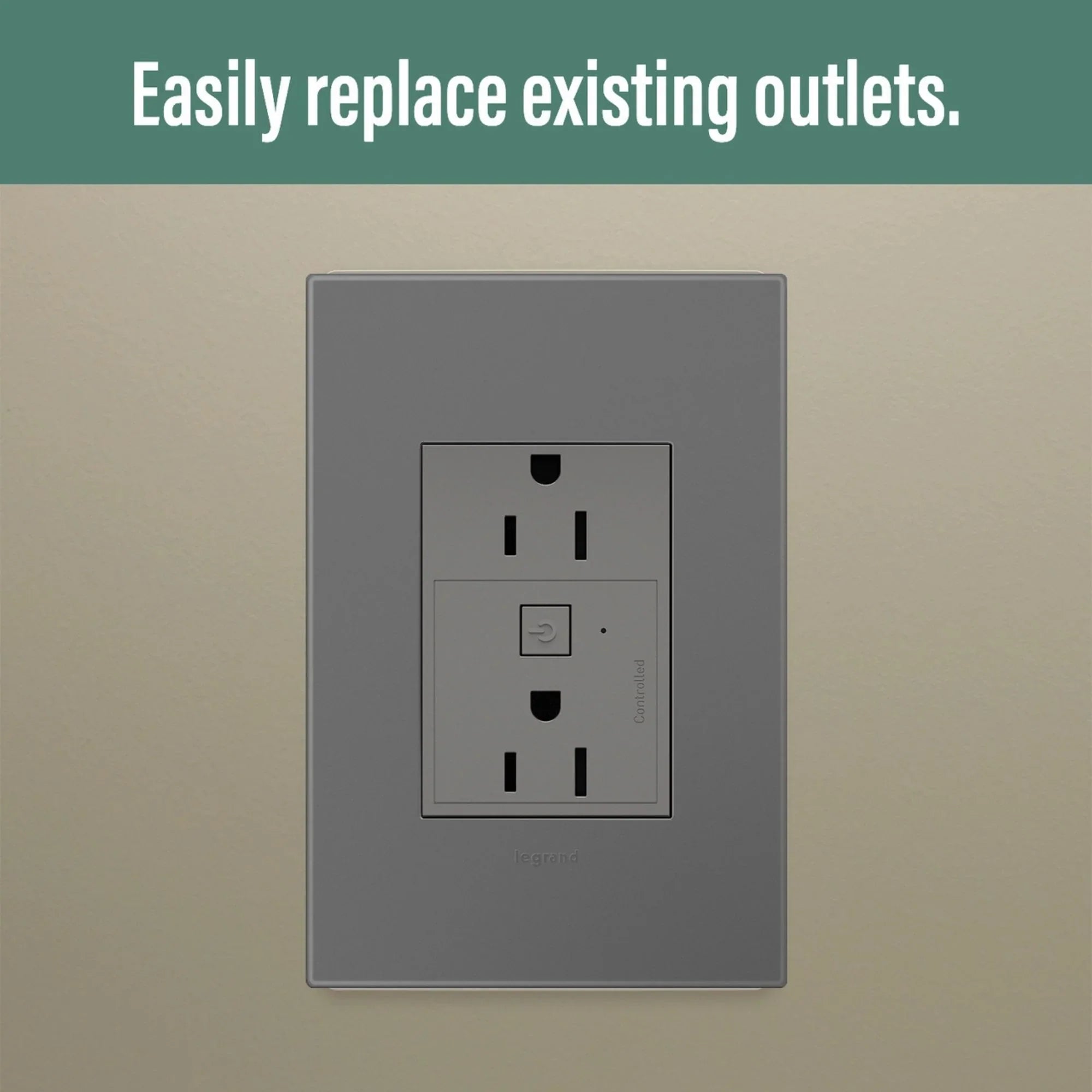 adorne 15A Smart Outlet with Netatmo Plus-Size, Magnesium - Bees Lighting