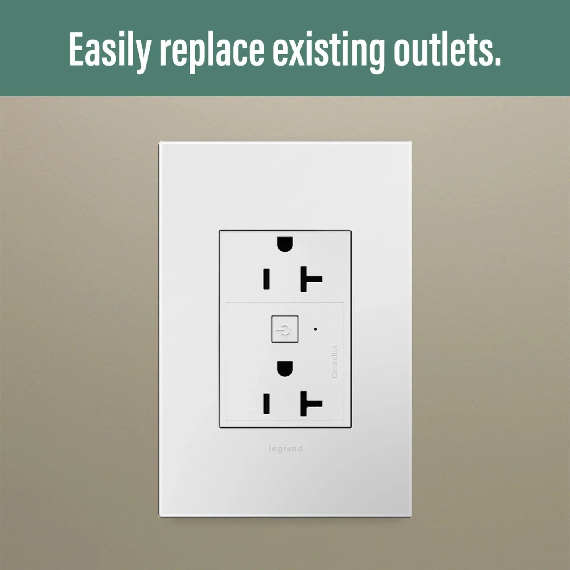 adorne 20A Smart Outlet with Netatmo Plus-Size, White - Bees Lighting