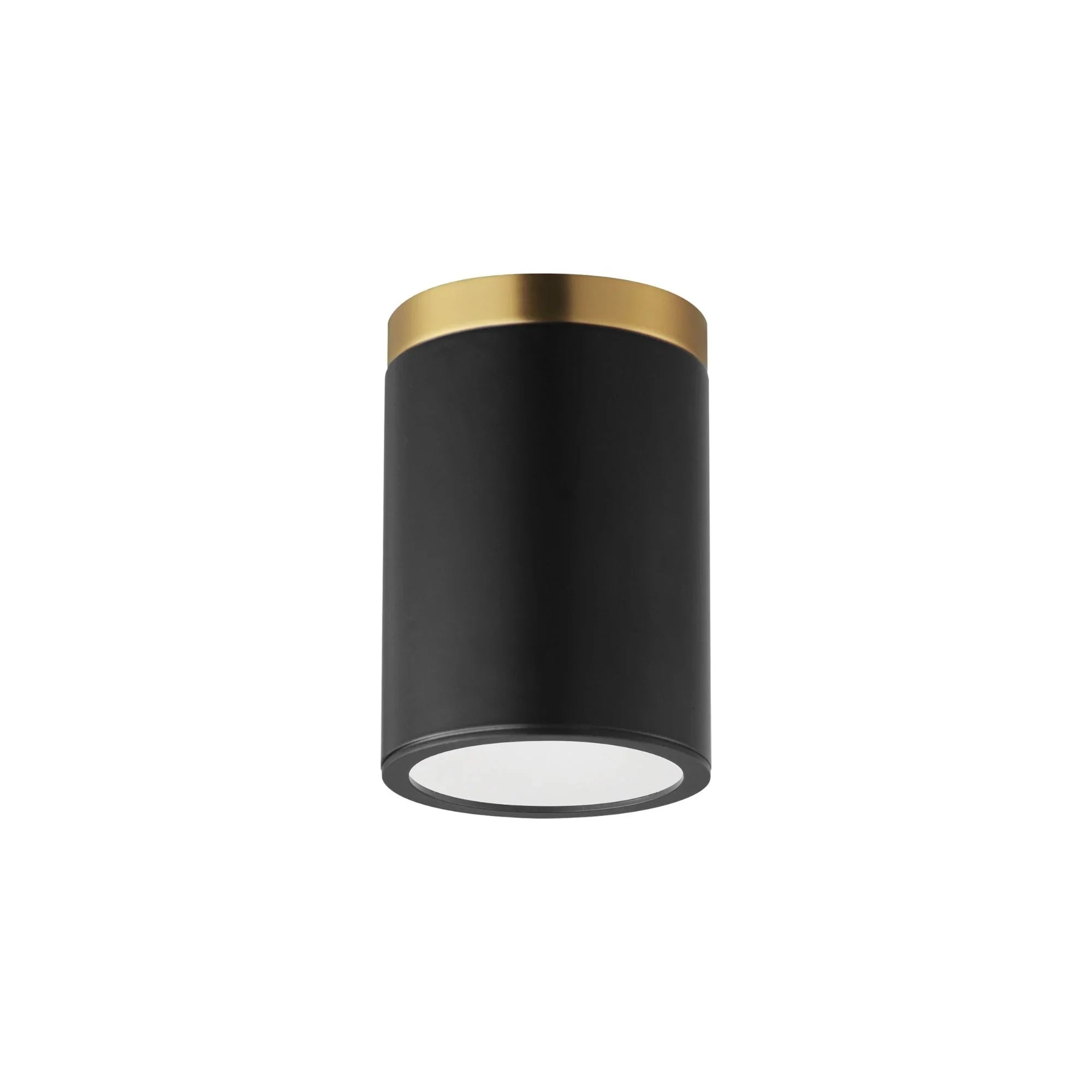 Dapper 7" Flush Mount, Black & Antique Brass Finish