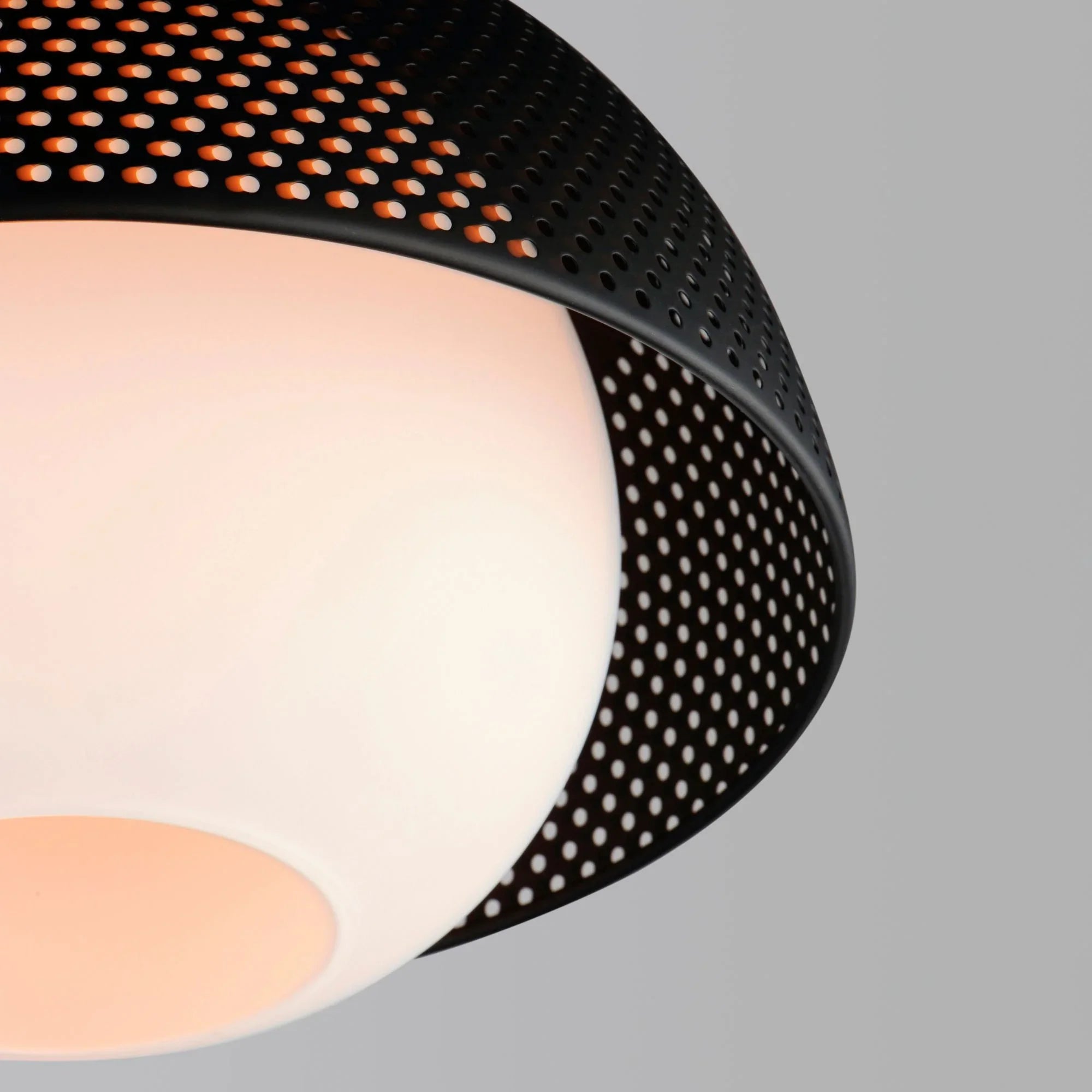 Perf 14" Flush Mount, Black & Satin Brass Finish