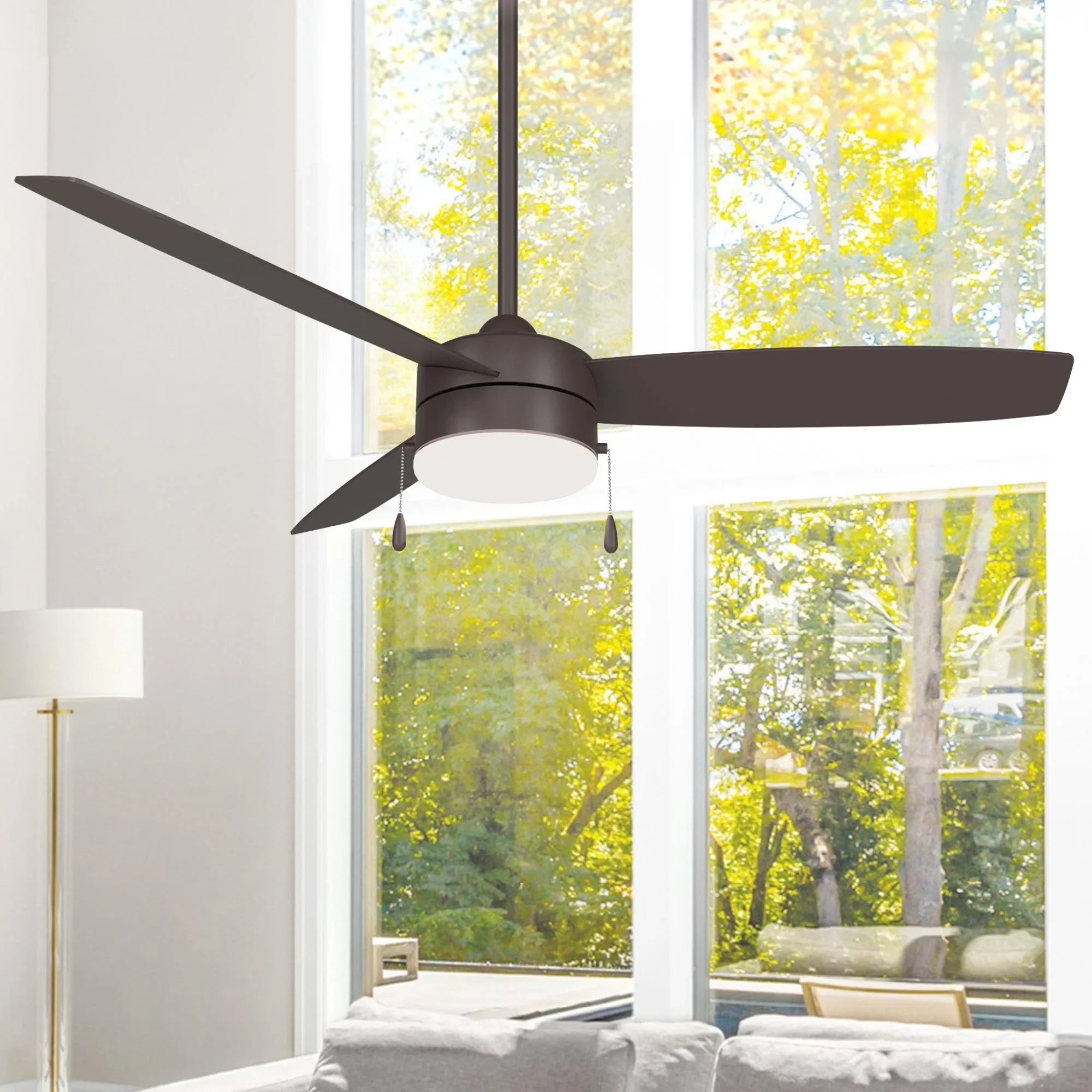 Airetor III 54" Oil Rubbed Bronze 3-Blade LED Ceiling Fan with Pull Chain - Bees Lighting