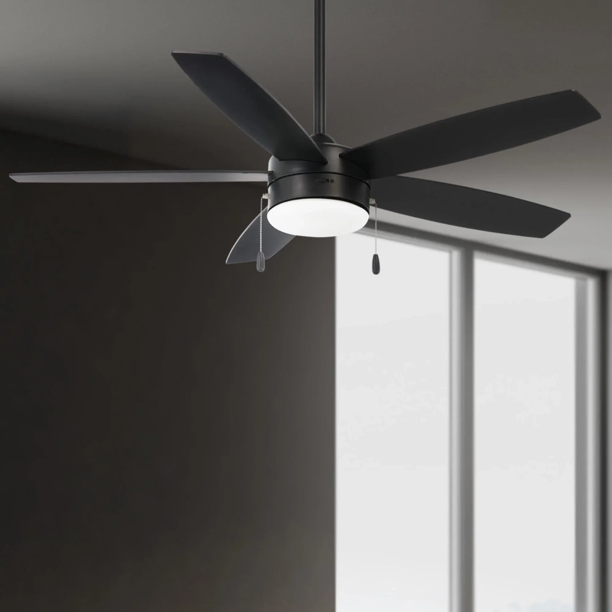 Airetor 52" Black Coal 5-Blade LED Ceiling Fan with Pull Chain - Bees Lighting