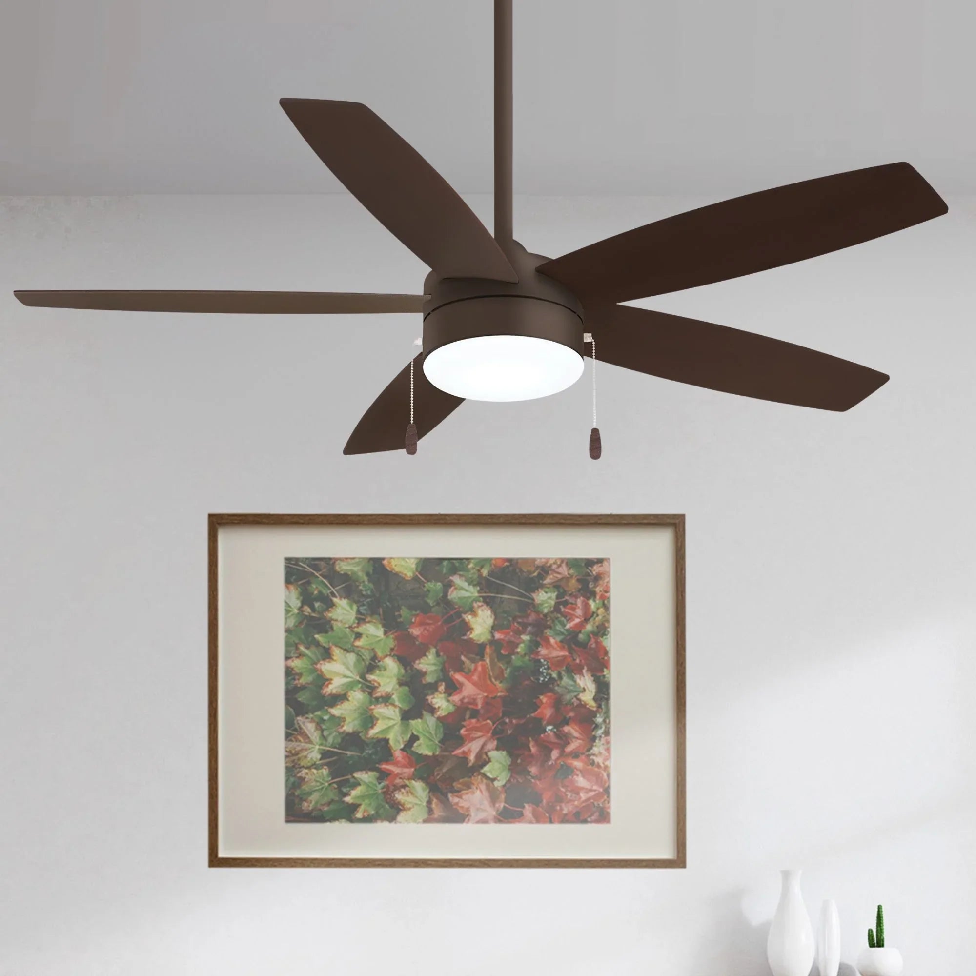 Airetor 52" Oil Rubbed Bronze 5-Blade LED Ceiling Fan with Pull Chain - Bees Lighting
