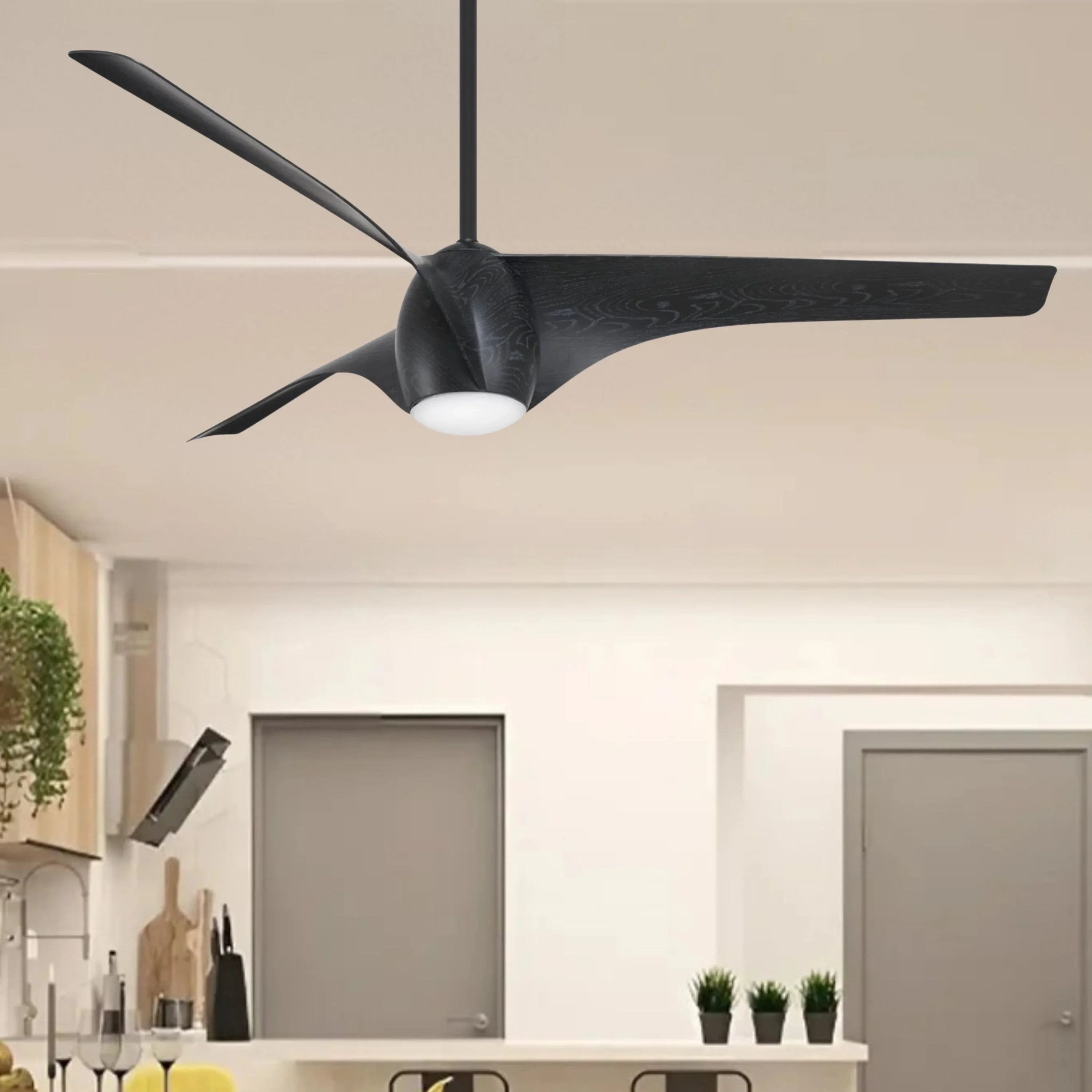 Airewave 65" Matte Black Maple LED Indoor Ceiling Fan with Remote