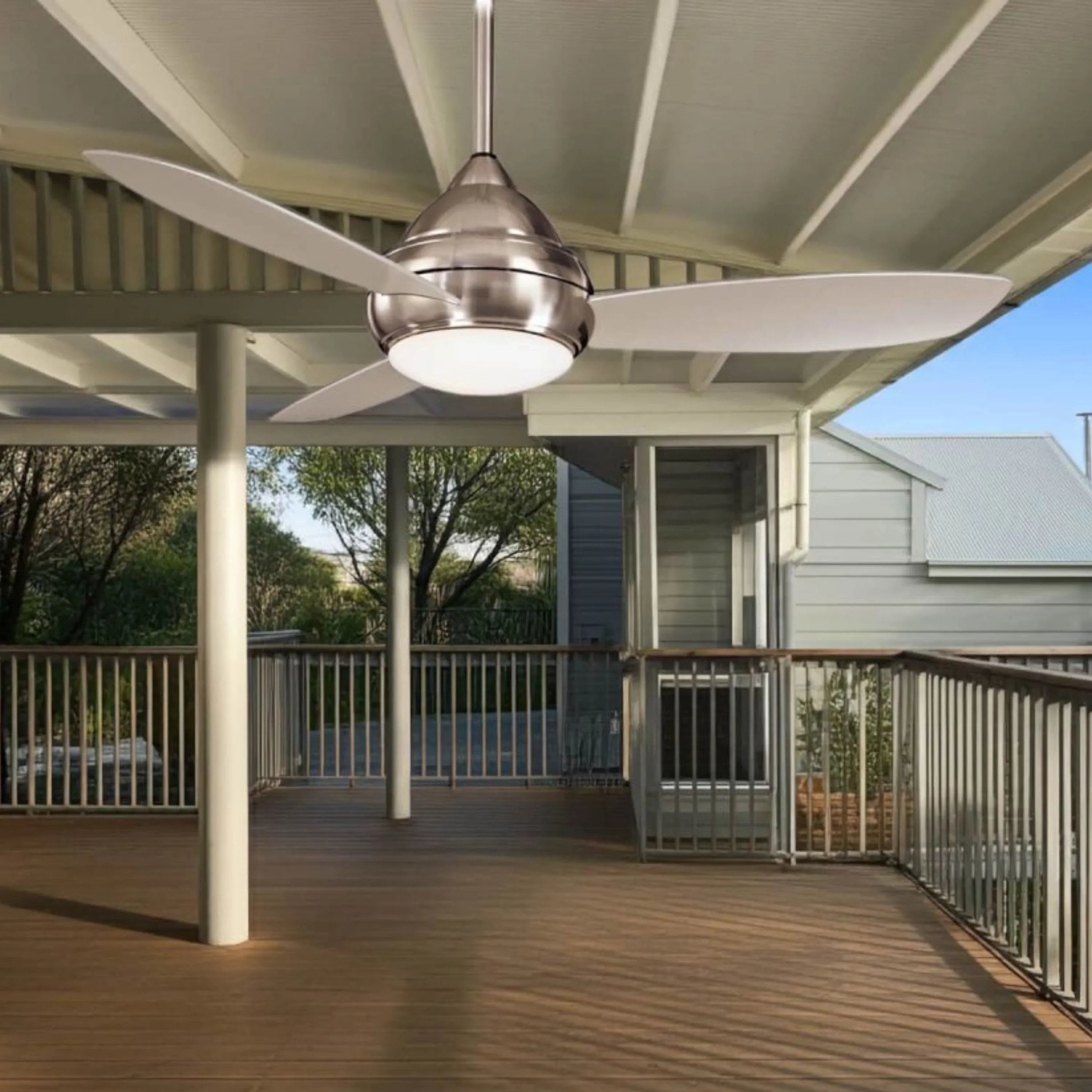 Concept I Wet 52" Nickel LED Outdoor Ceiling Fan with Wall Control