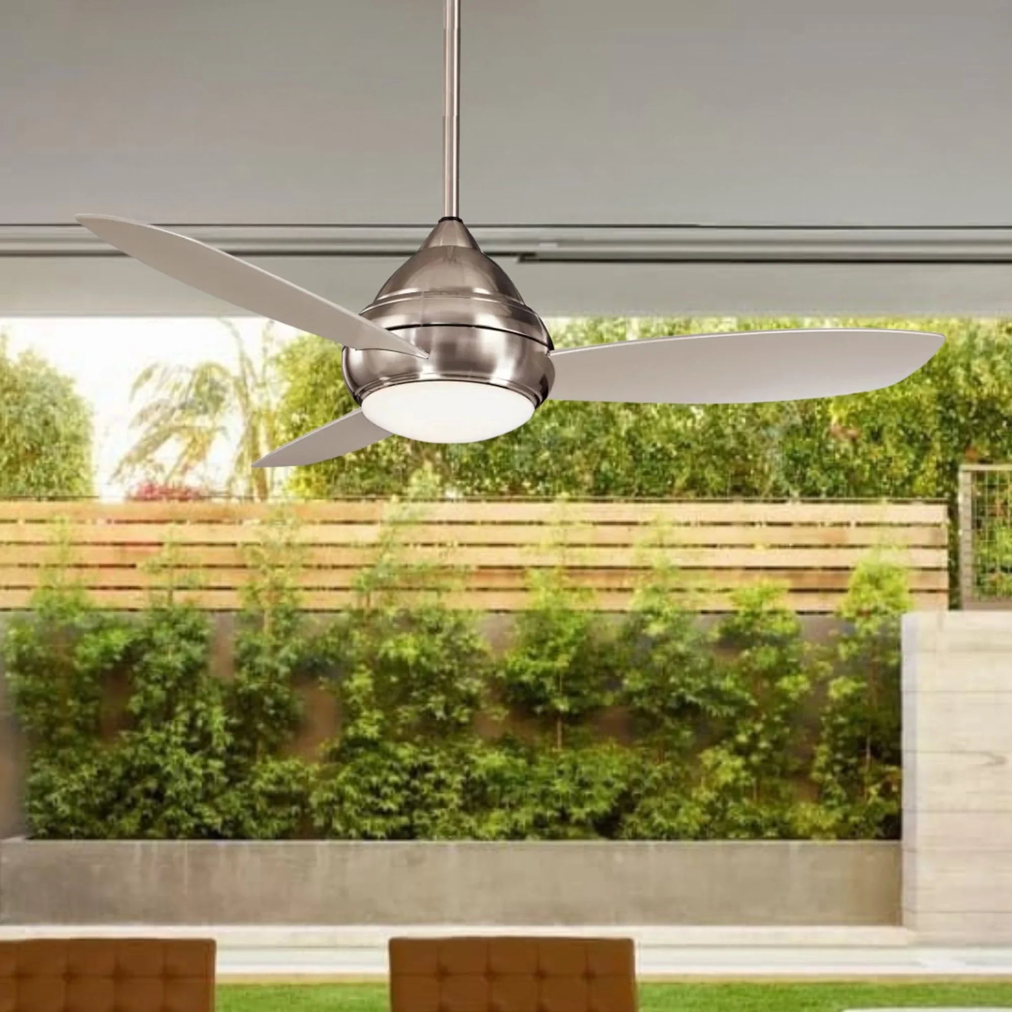 Concept I Wet 58" Nickel LED Outdoor Ceiling Fan with Wall Control