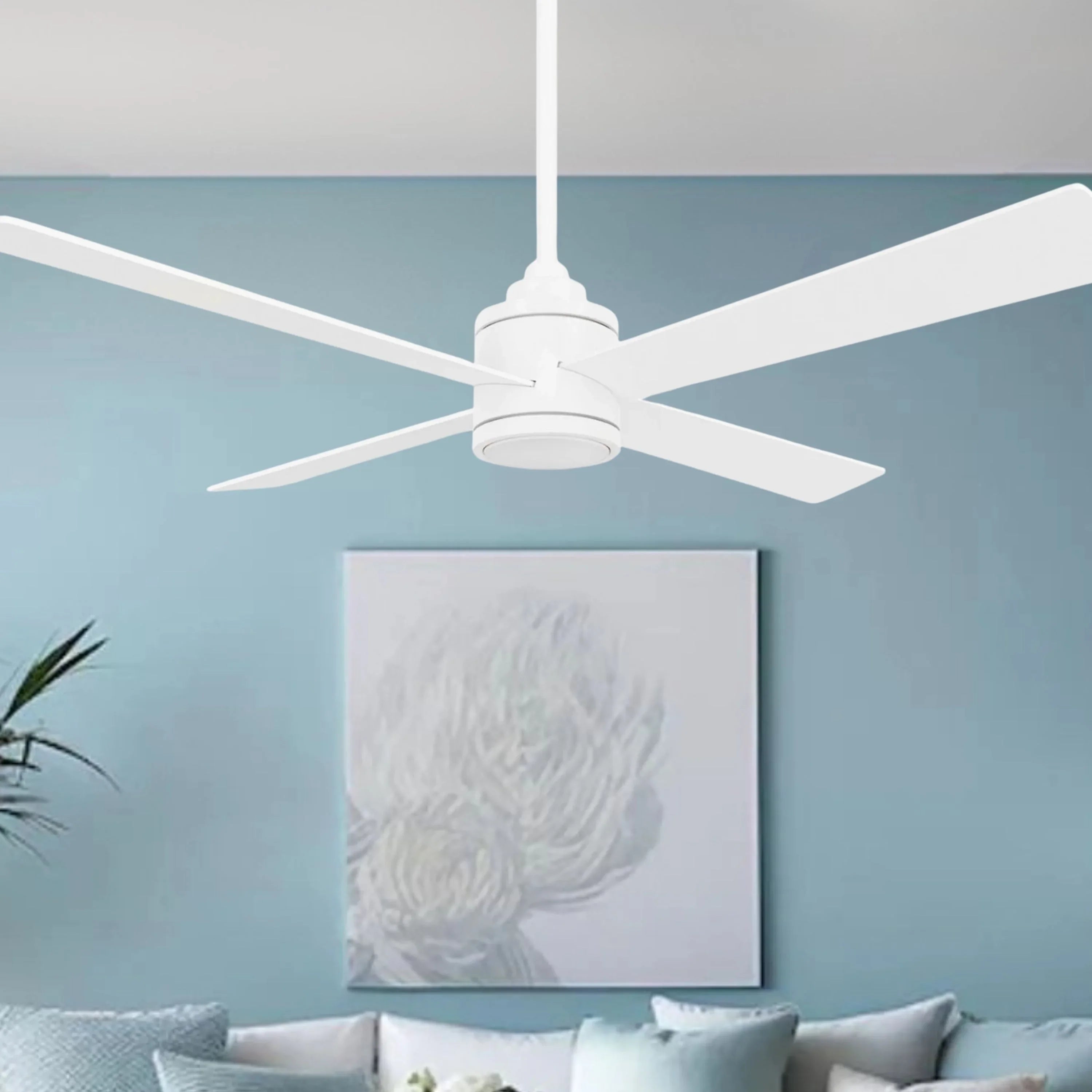 Falco 54" LED 4-Blades Ceiling Fan with Remote, Flat White