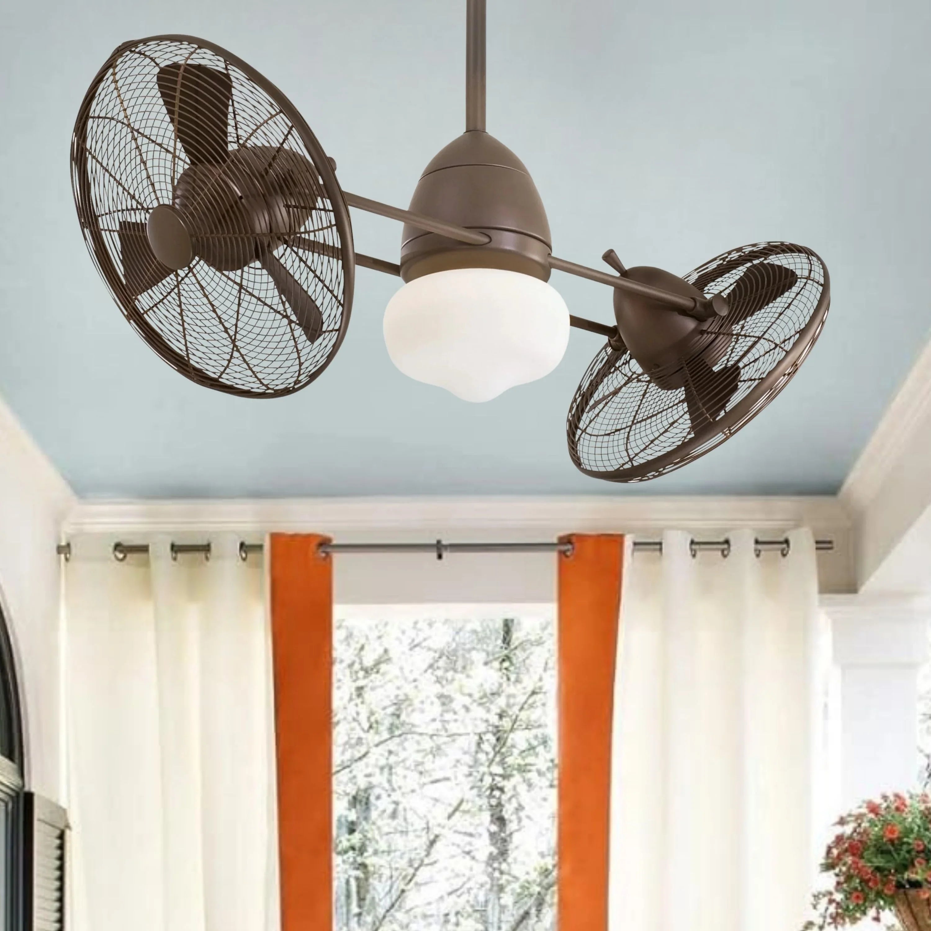 Gyro Wet LED 42" Dual Ceiling Fan with Light and Wall Control, Oil Rubbed Bronze