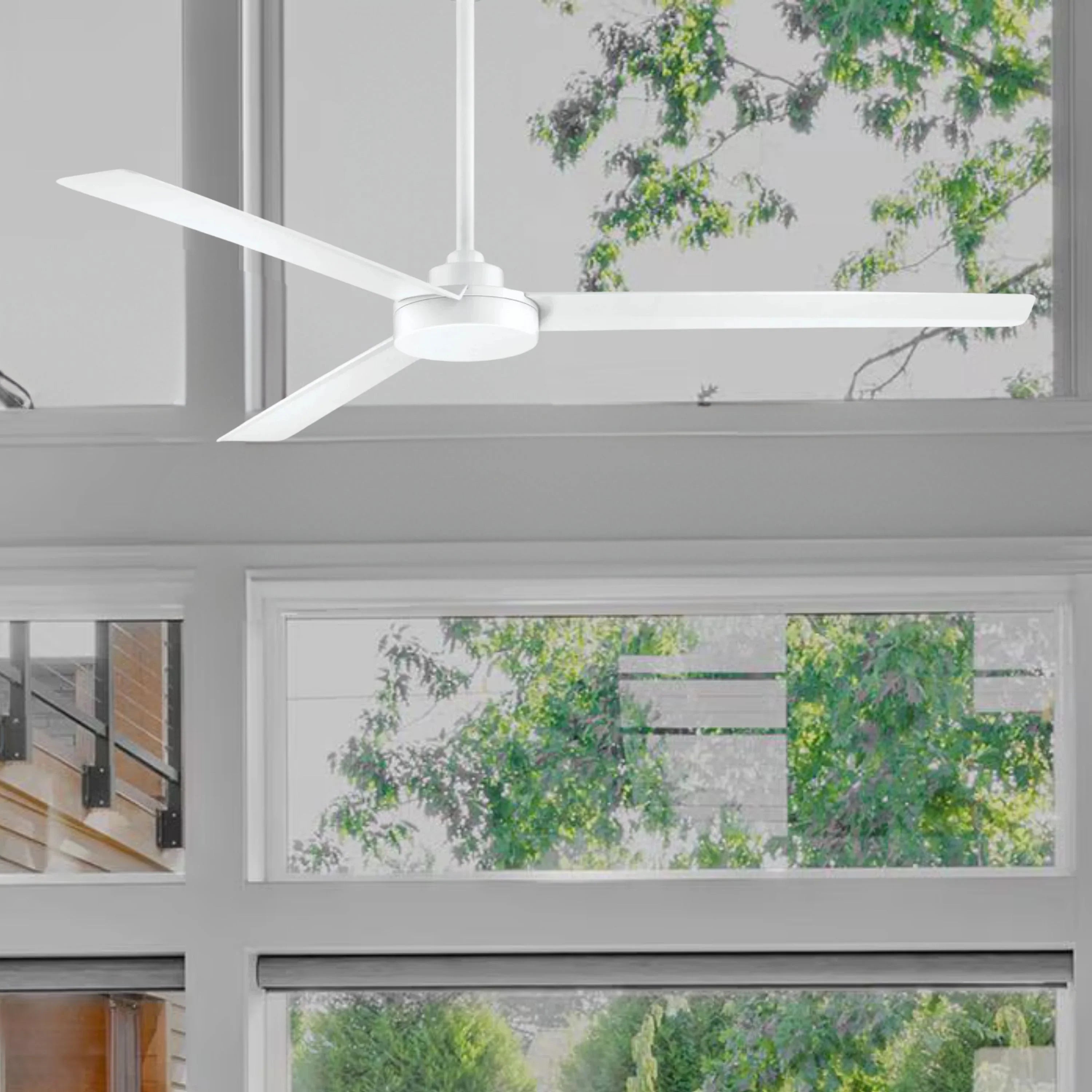 Roto XL 62" White Wet Rated Ceiling Fan with Wall Control