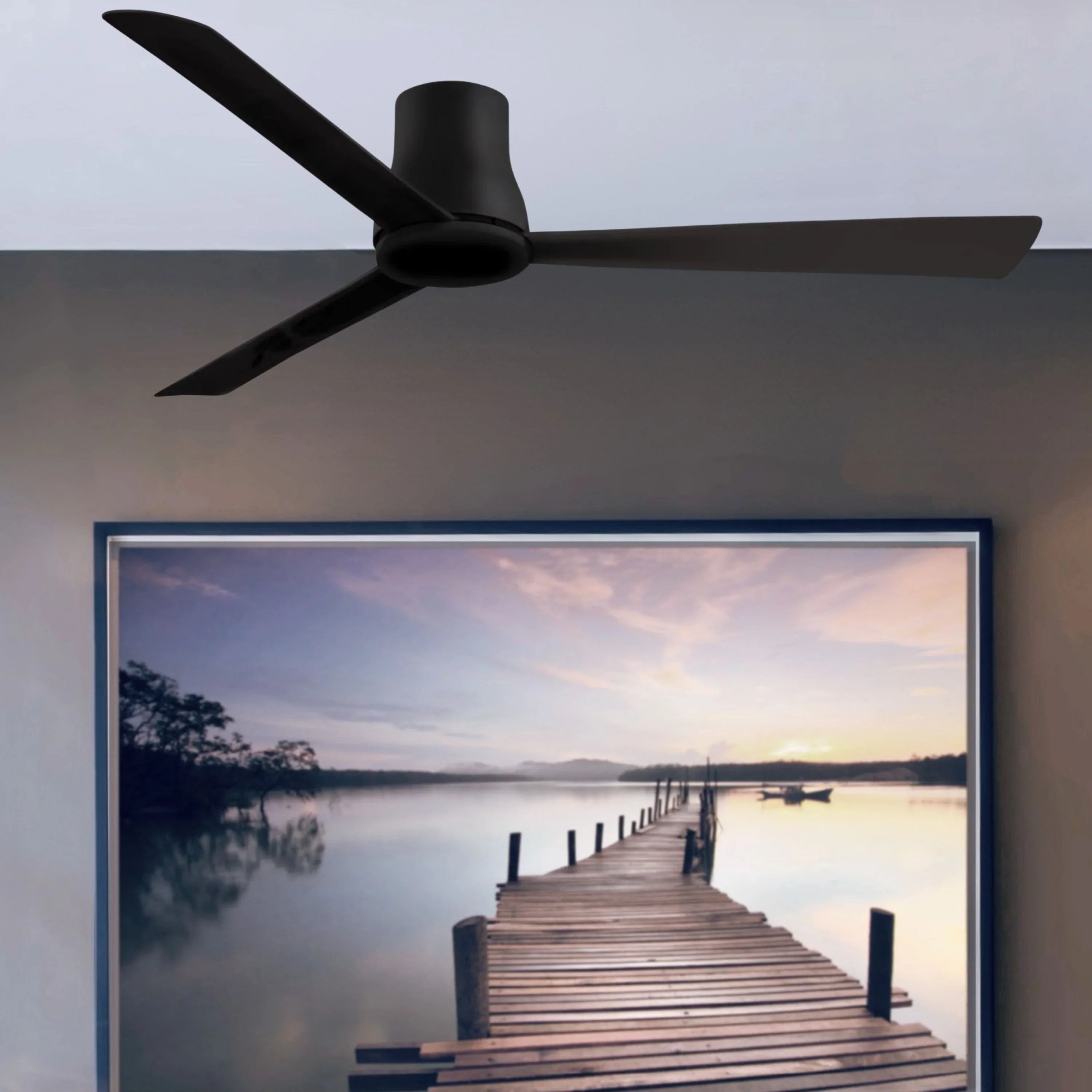 Simple Flush 60" Black Coal Wet Rated Ceiling Fan with Remote