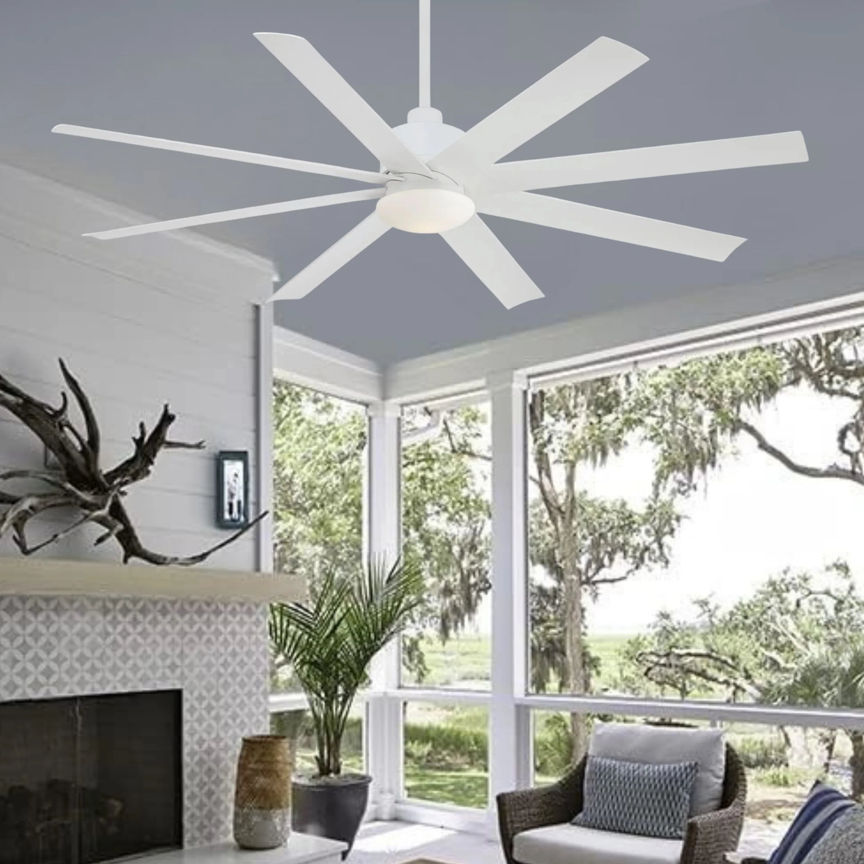 Slipstream LED 65" Large Outdoor Ceiling Fan, Flat White