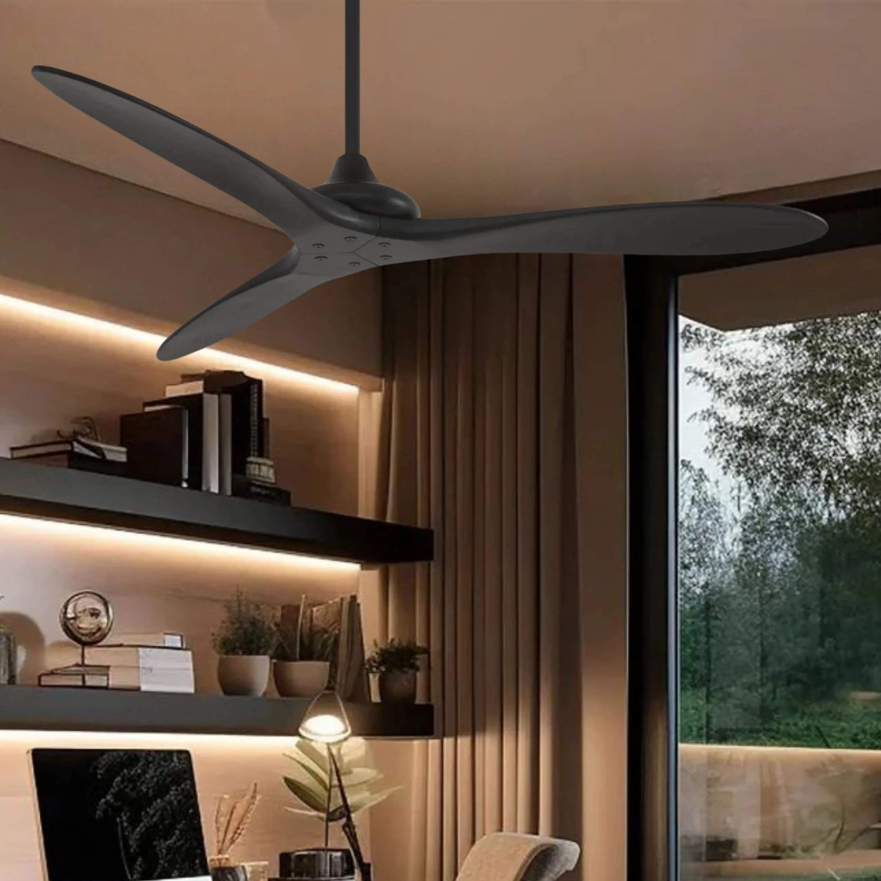 Vapor 60" Ceiling Fan with Remote, Black Coal