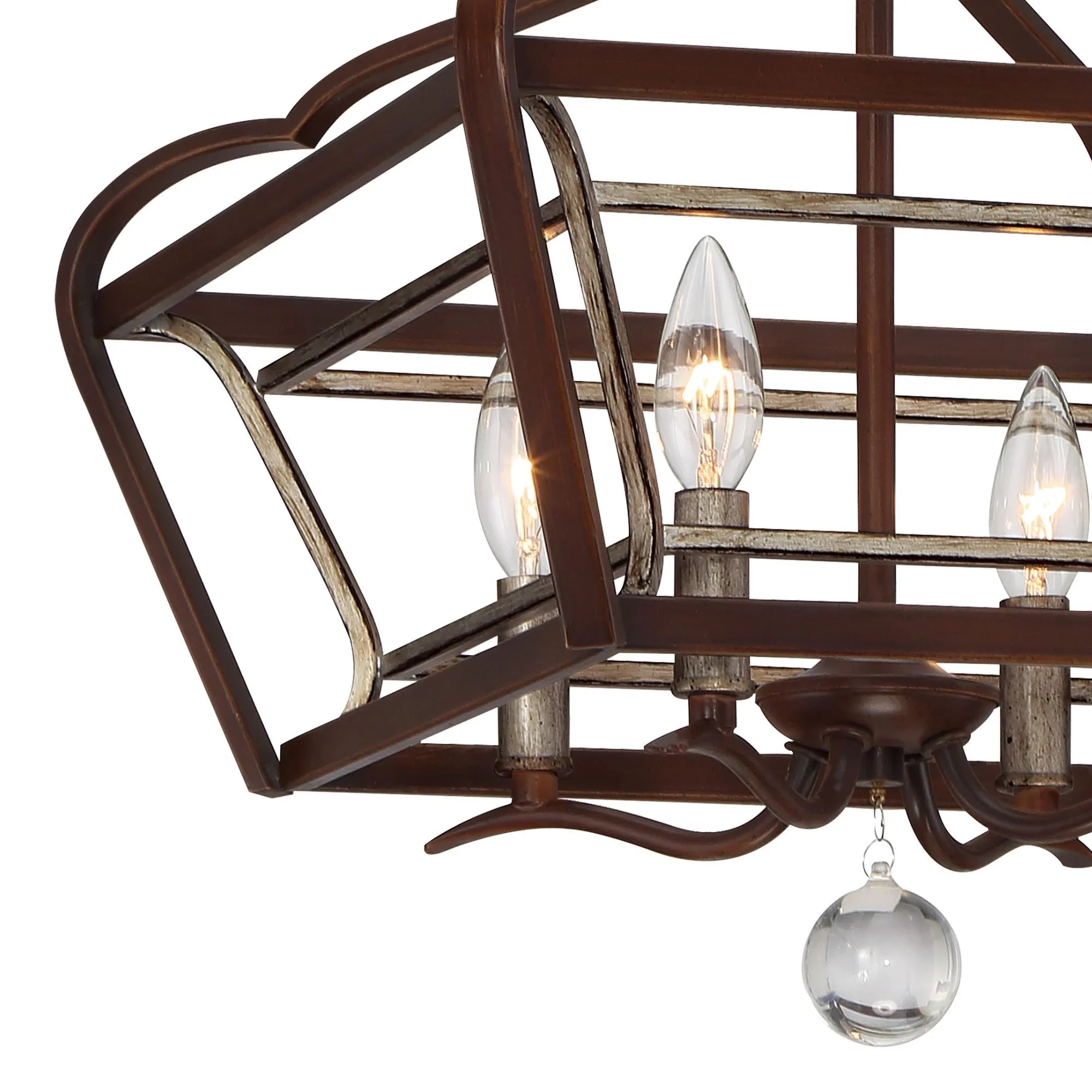 Astrapia 16" 4-Light Semi-Flush Mount, Dark Rubbed Sienna & Aged Silver Finish