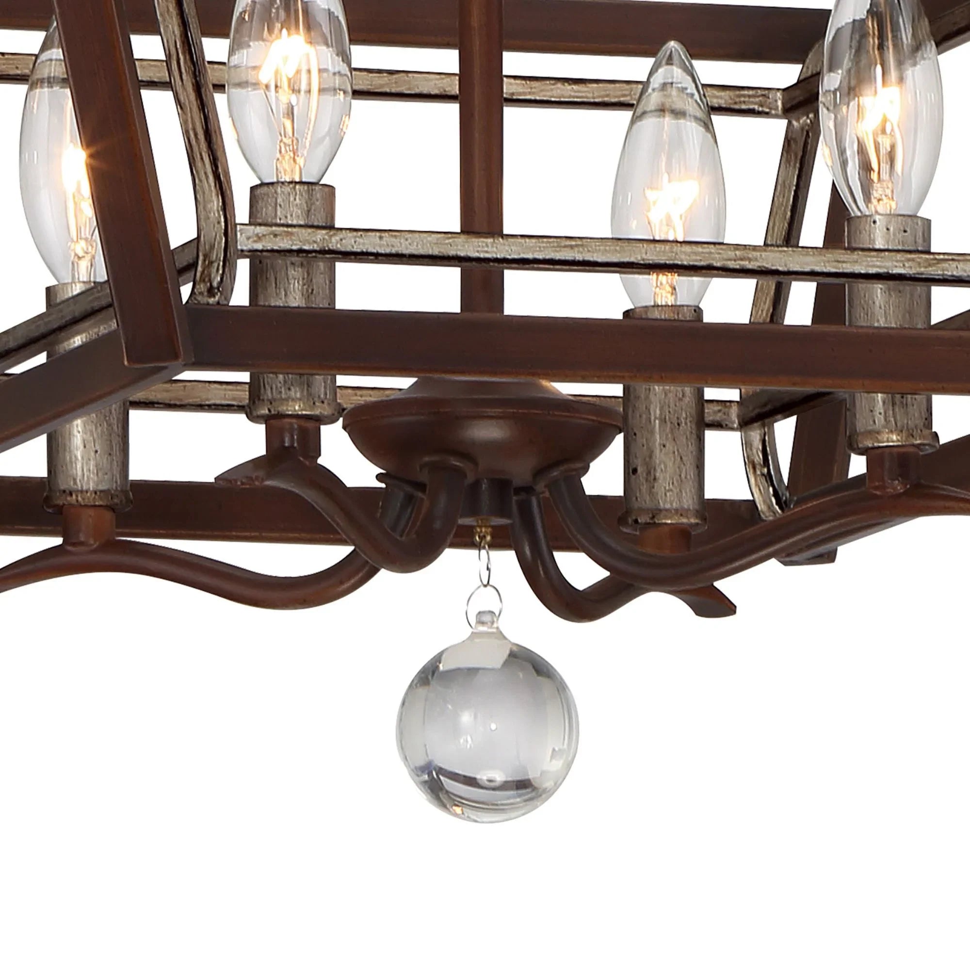 Astrapia 16" 4-Light Semi-Flush Mount, Dark Rubbed Sienna & Aged Silver Finish