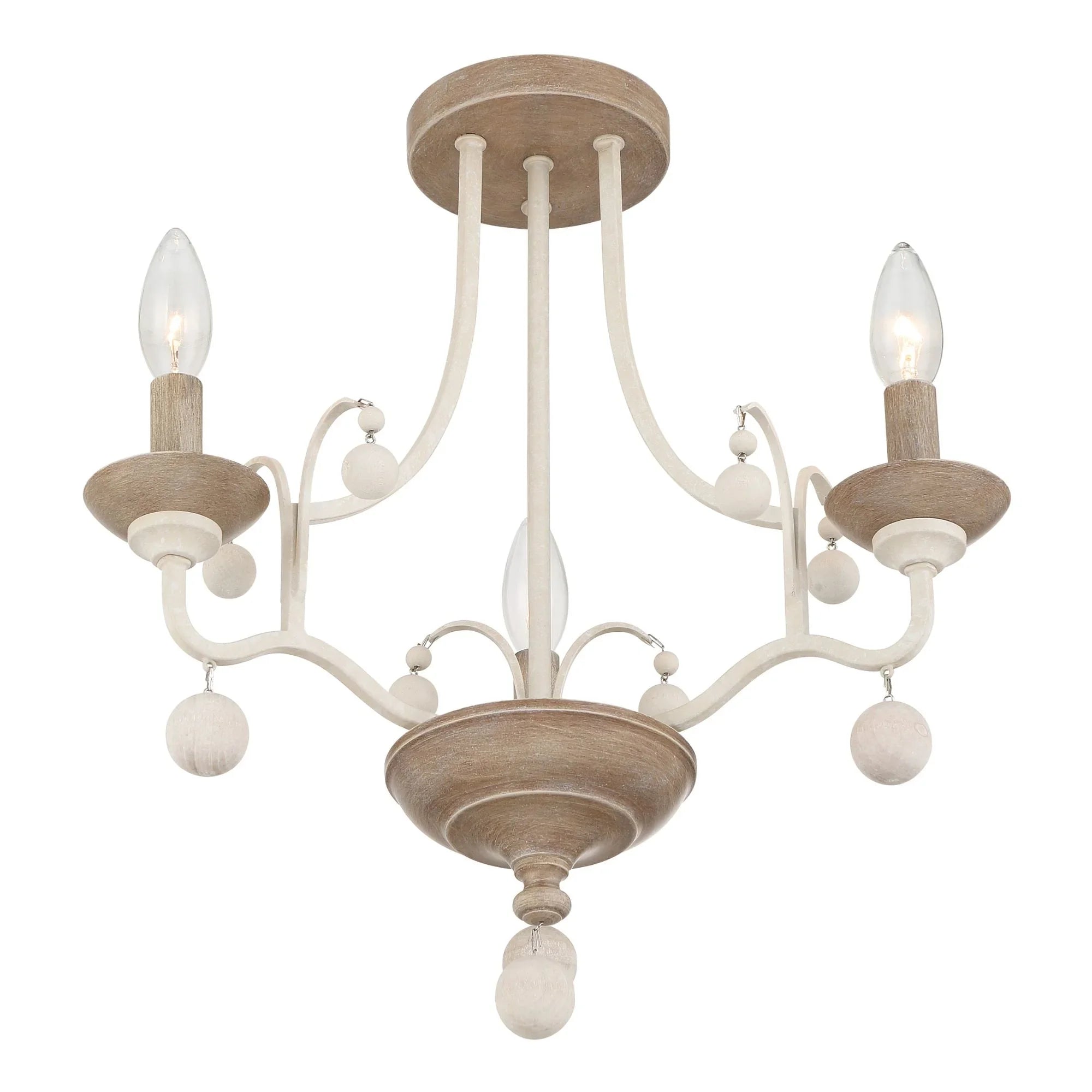 Colonial Charm 18" Semi-Flush Mount, White Wash & Sun Dried Clay Finish