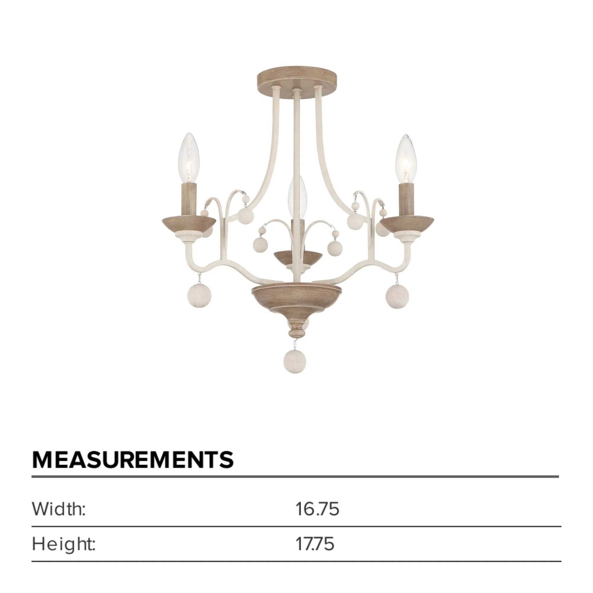 Colonial Charm 18" Semi-Flush Mount, White Wash & Sun Dried Clay Finish