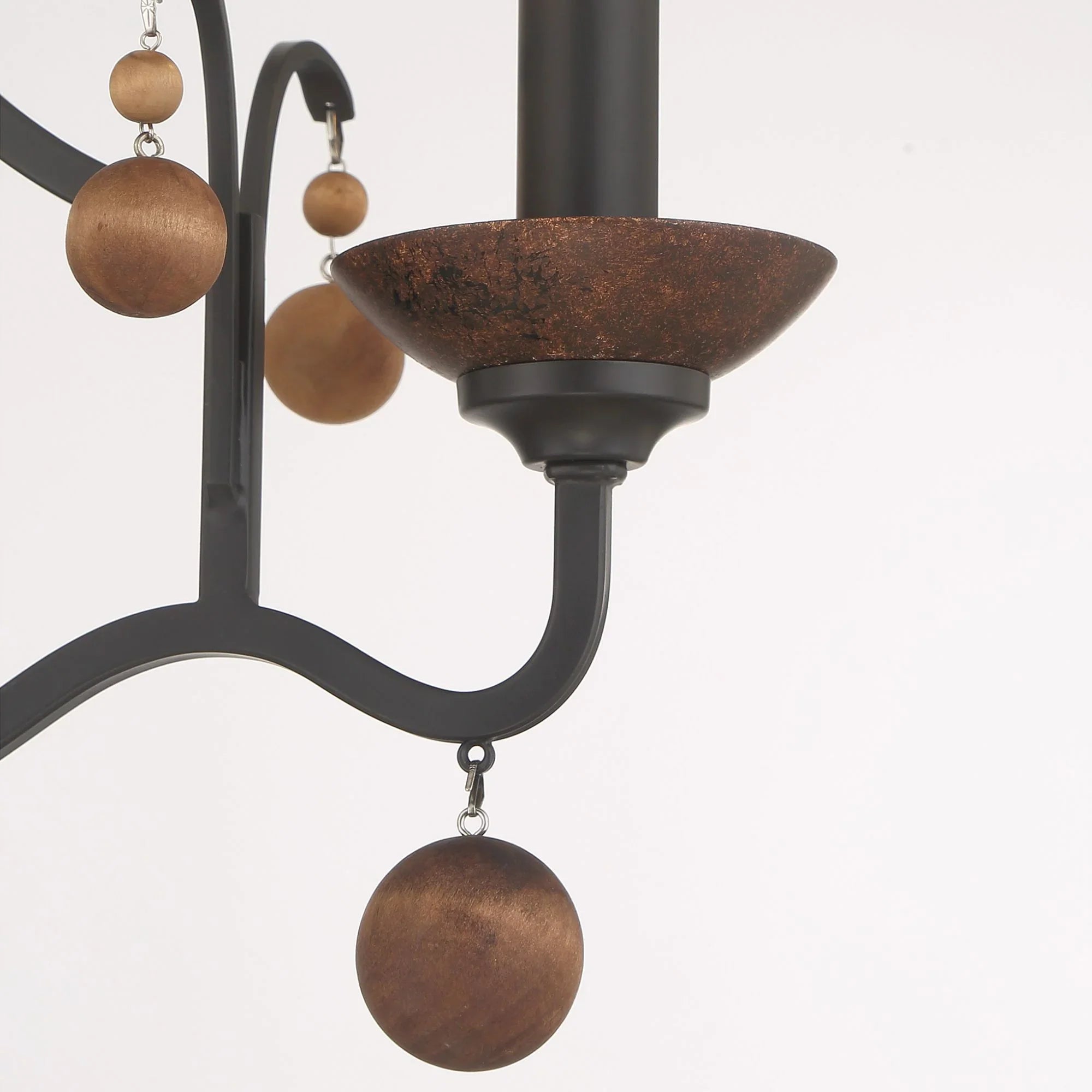 Colonial Charm 18" Semi-Flush Mount, Old World Bronze & Walnut Accents