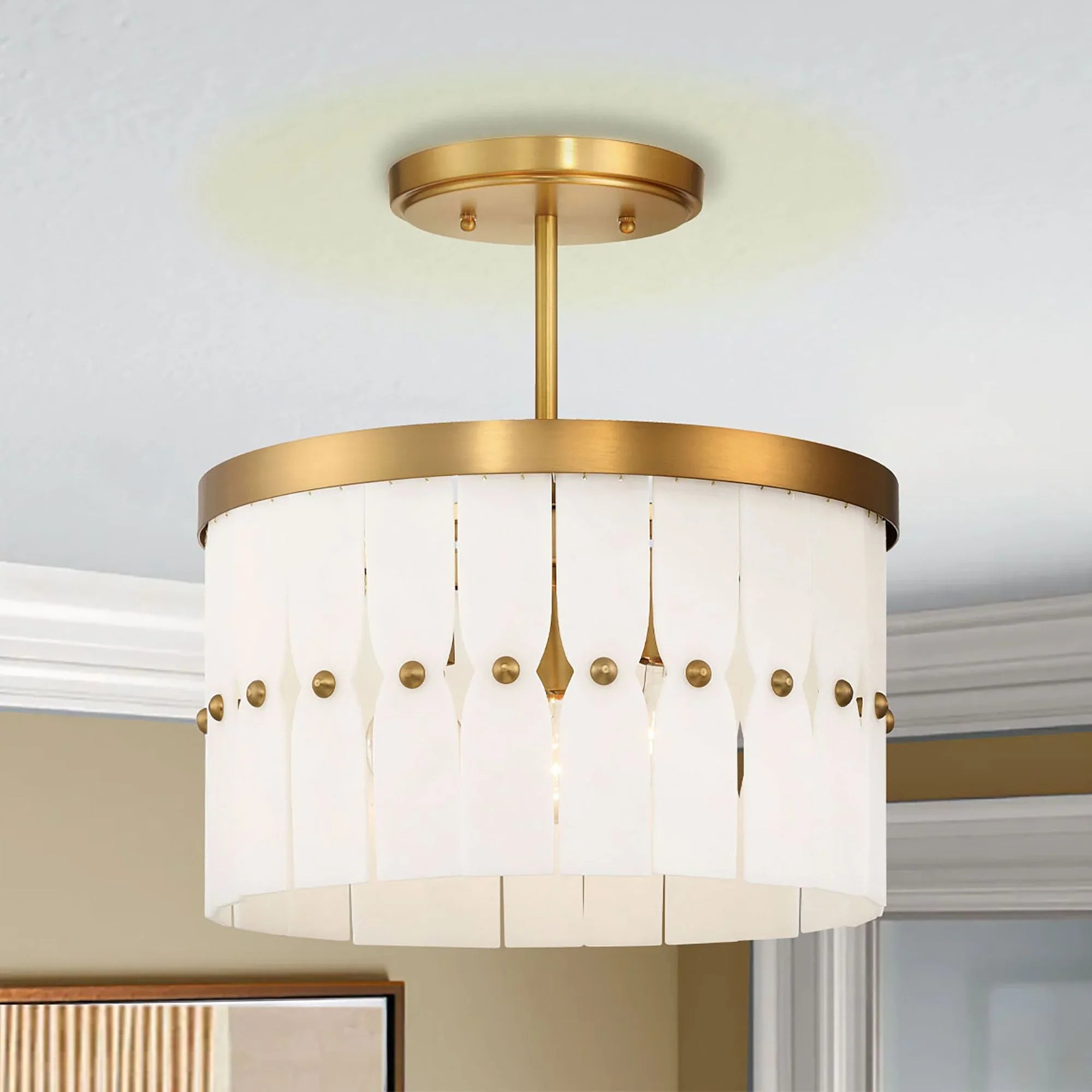 Coronelle 16" 3-Light Convertible Semi Flush/Pendant, Legacy Brass Finish