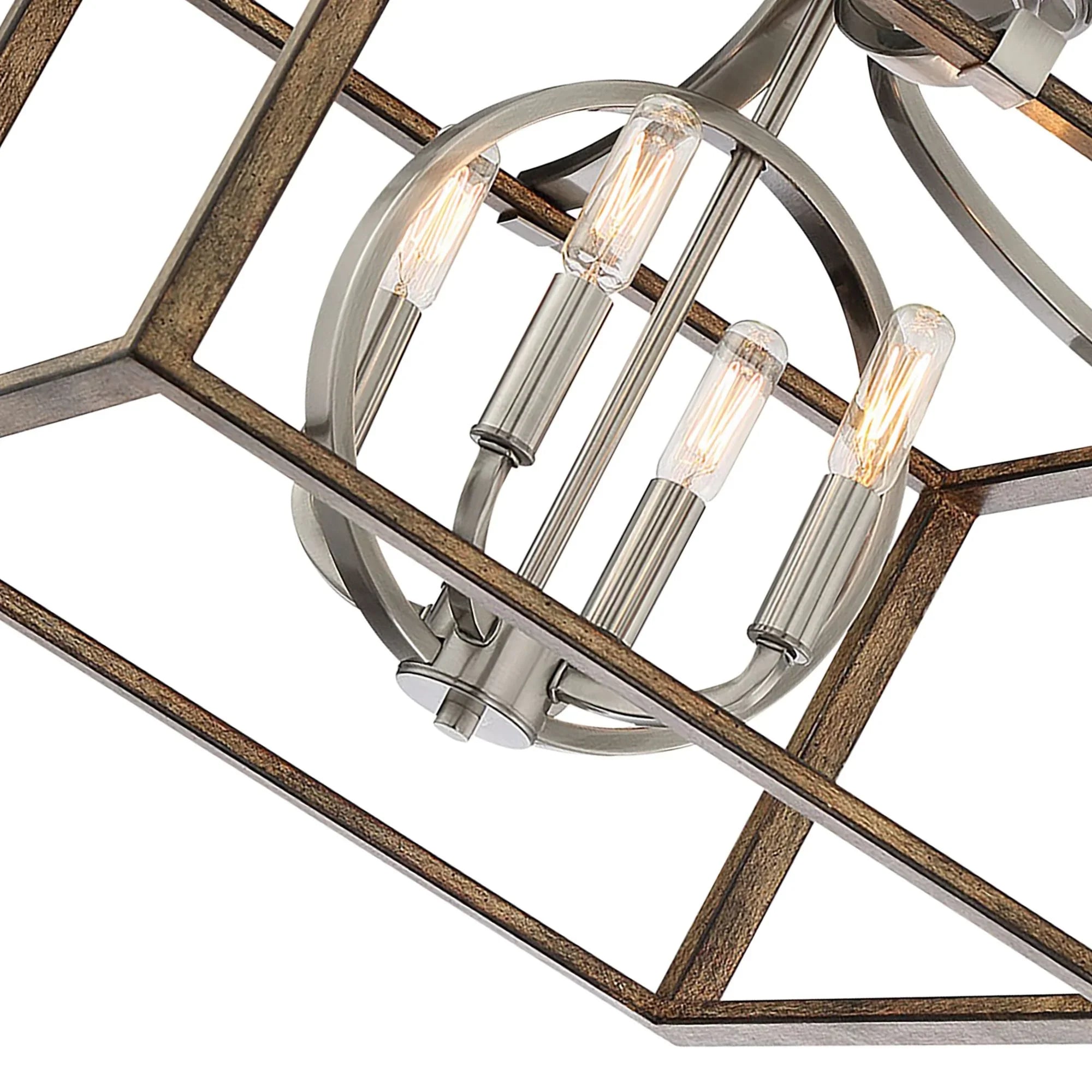 Country Estates 17" Semi-Flush Mount, Sun Faded Wood & Brushed Nickel Finish